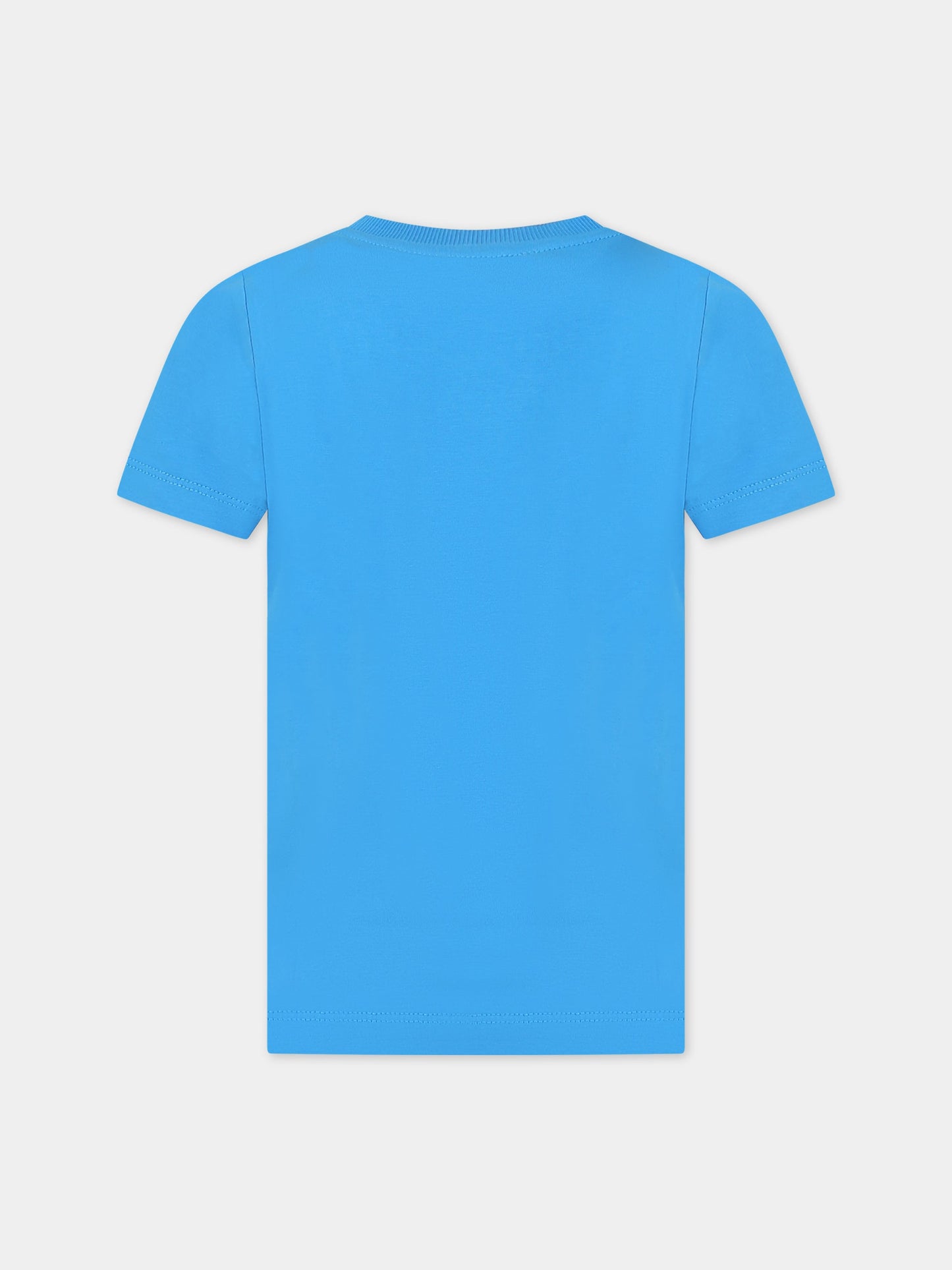 T-shirt blu per bambini con logo e Teddy Bear,Moschino Kids,HNM03S LBA19 40641