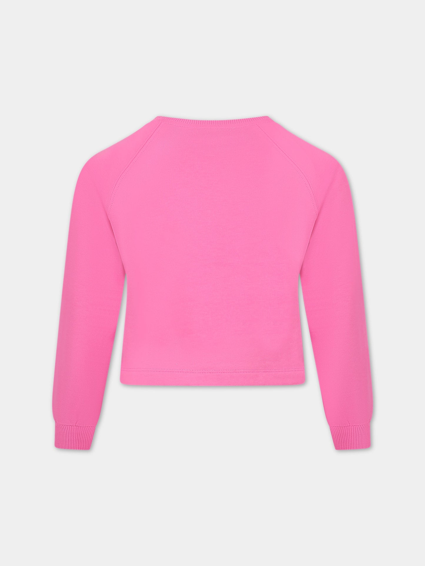 Felpa rosa per bambina con Teddy Bear, cuori e logo,Moschino Kids,HDF03U LDA16 50879