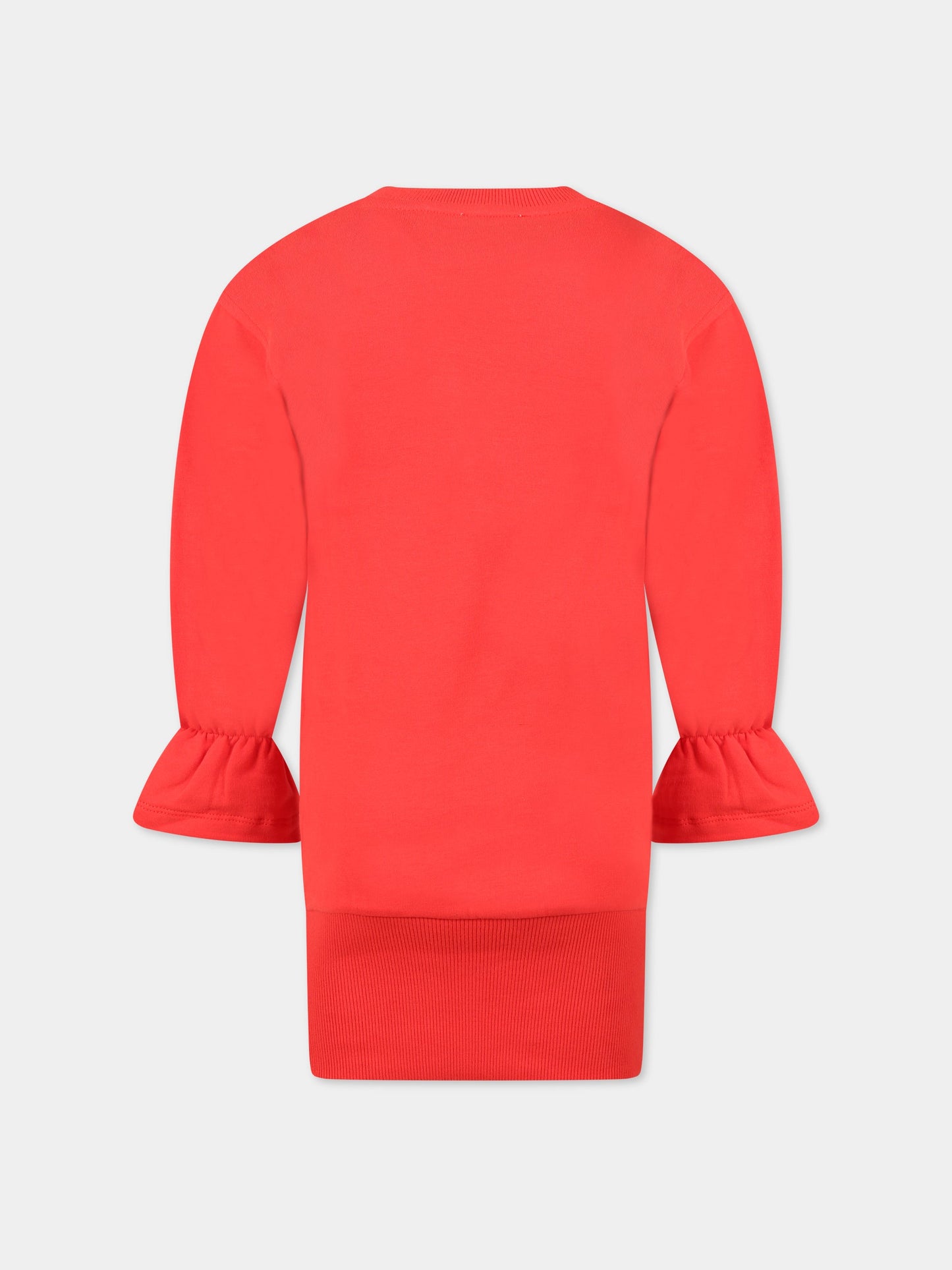 Vestito rosso per bambina con Teddy Bear e logo,Moschino Kids,HDV0BX LDA16 50109