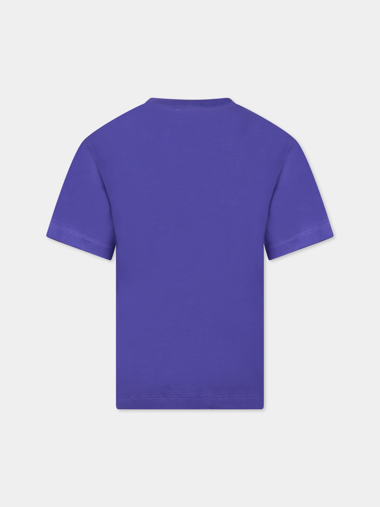 T-shirt viola per bambini con stampa e logo,Moschino Kids,HUM041 LBA23 50910