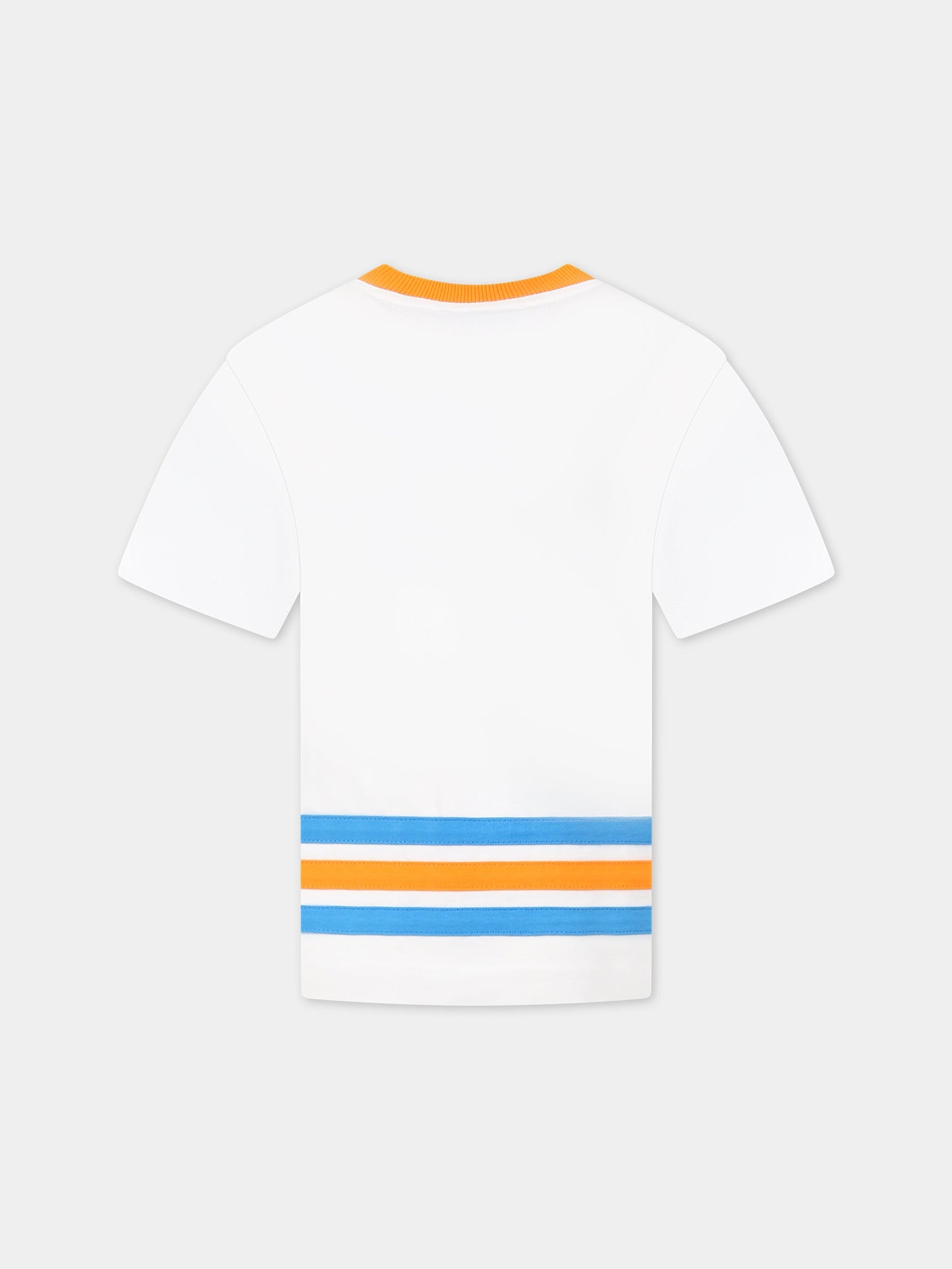 T-shirt bianca per bambino con logo,Moschino Kids,HUM03W LAA01 10101