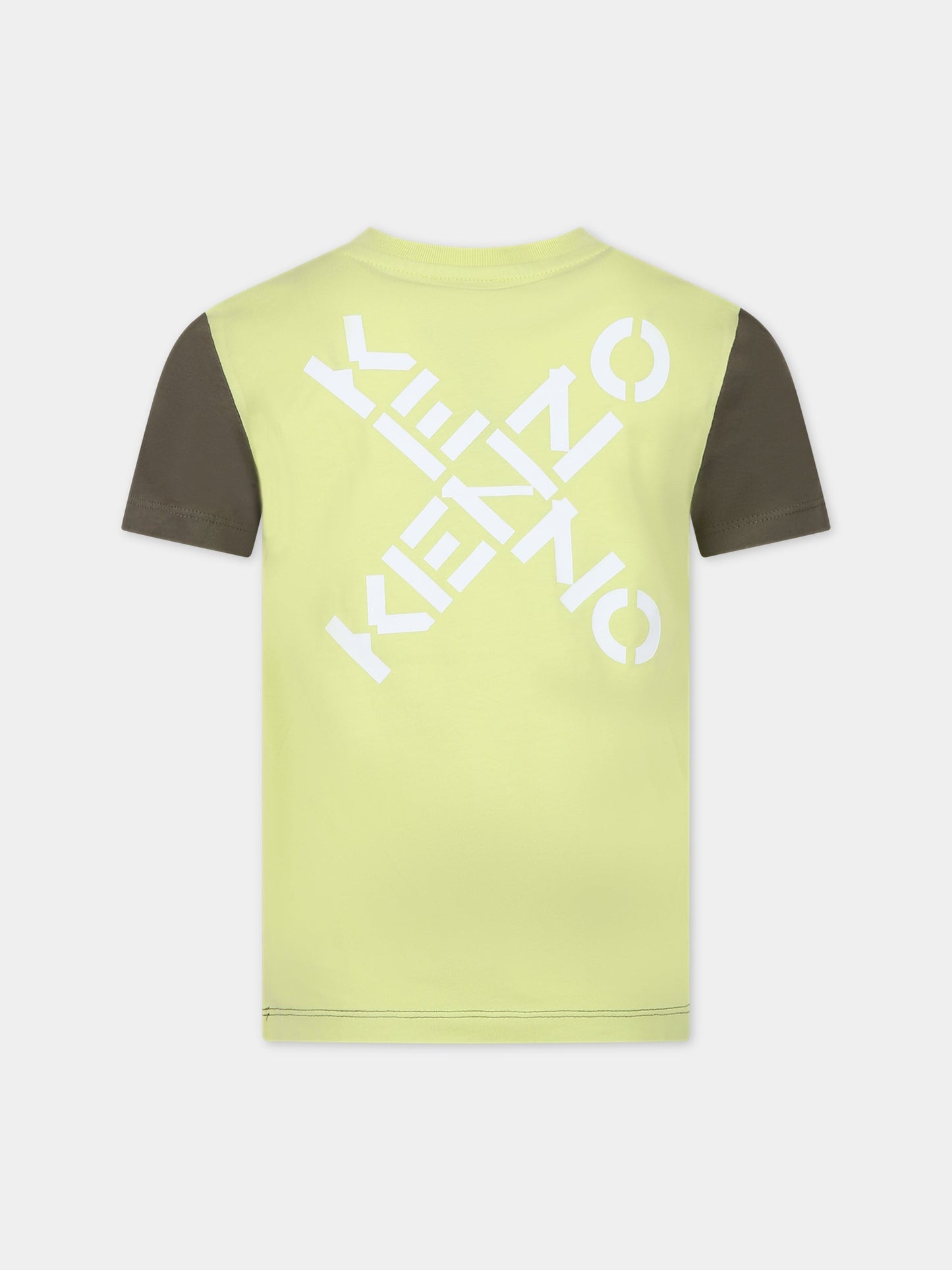 T-shirt verde per bambini con logo,Kenzo Kids,K25680 655