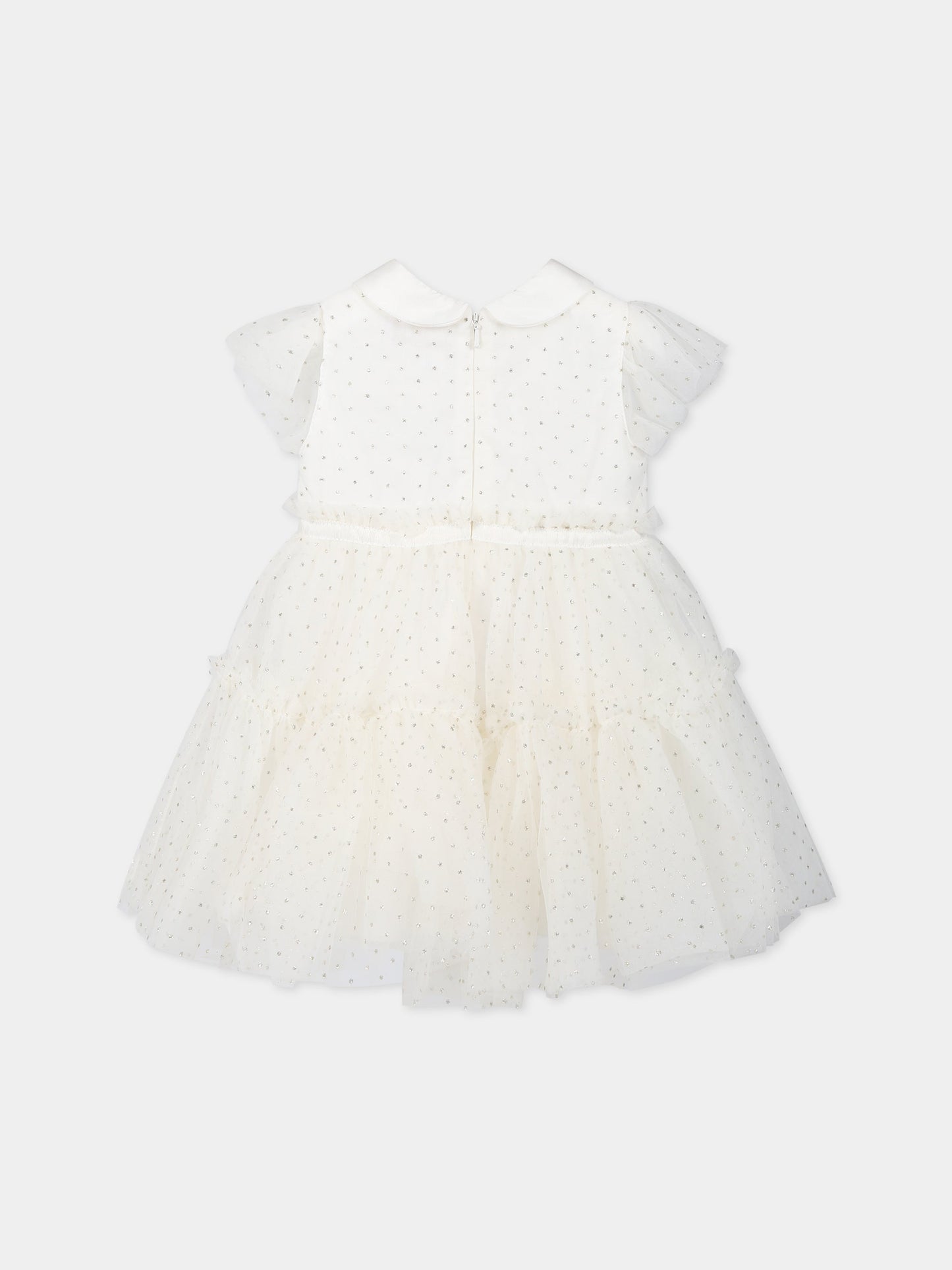 Vestito avorio per neonata con pois,Monnalisa,739901 9904 0179