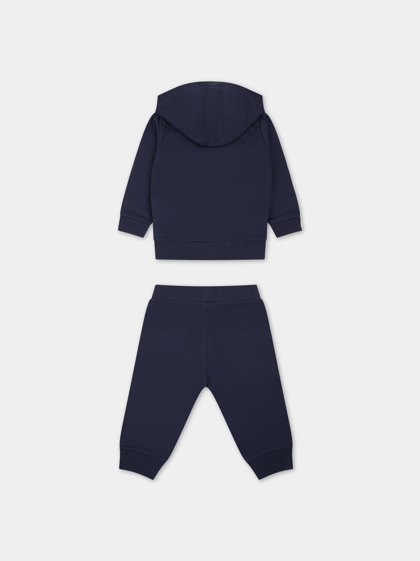 Completo blu per neonato con Teddy Bear e logo,Moschino Kids,MNK037 LCA19 40016