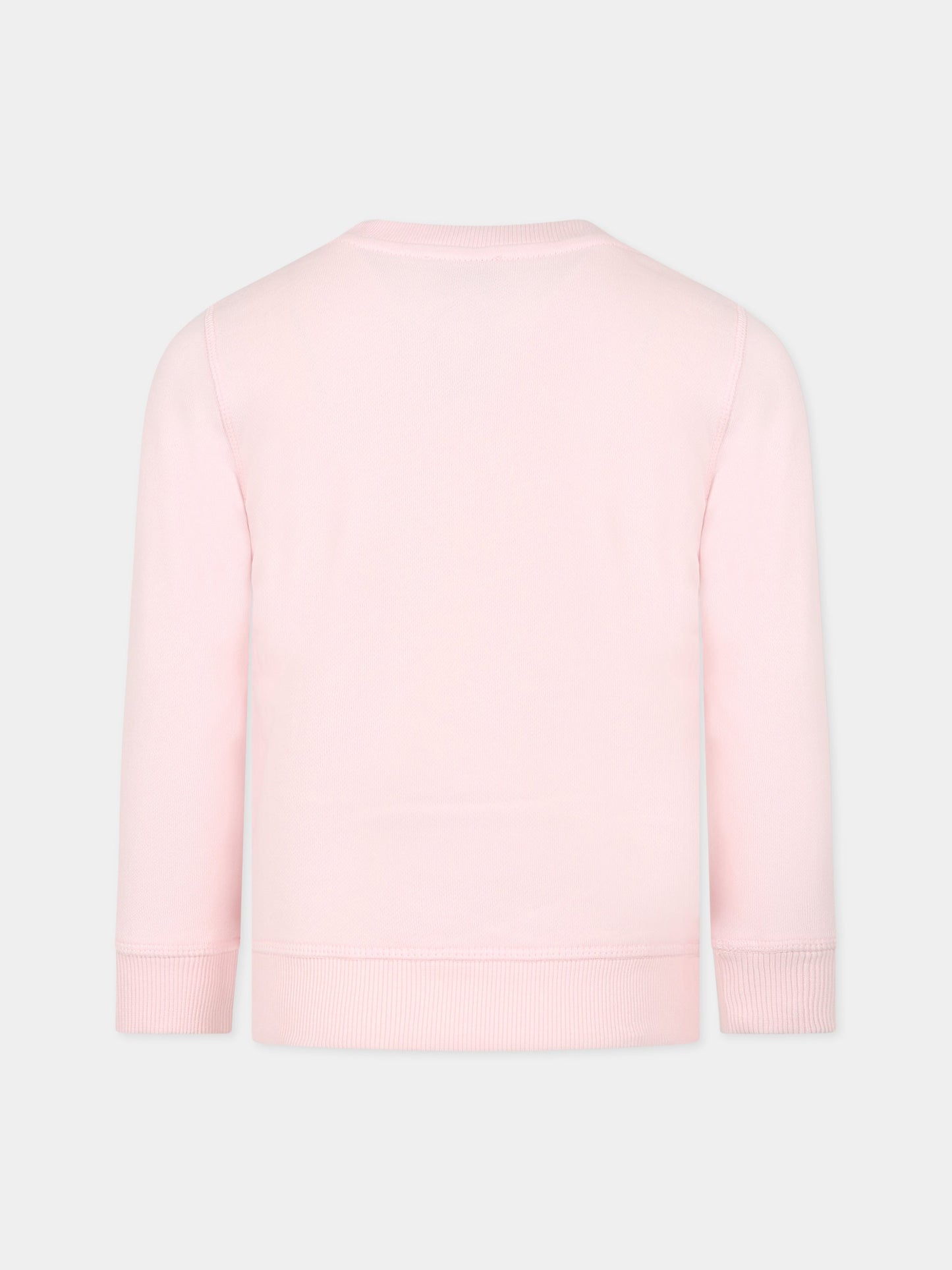 Felpa rosa per bambina con Kotora e logo,Kenzo Kids,K15644 44D