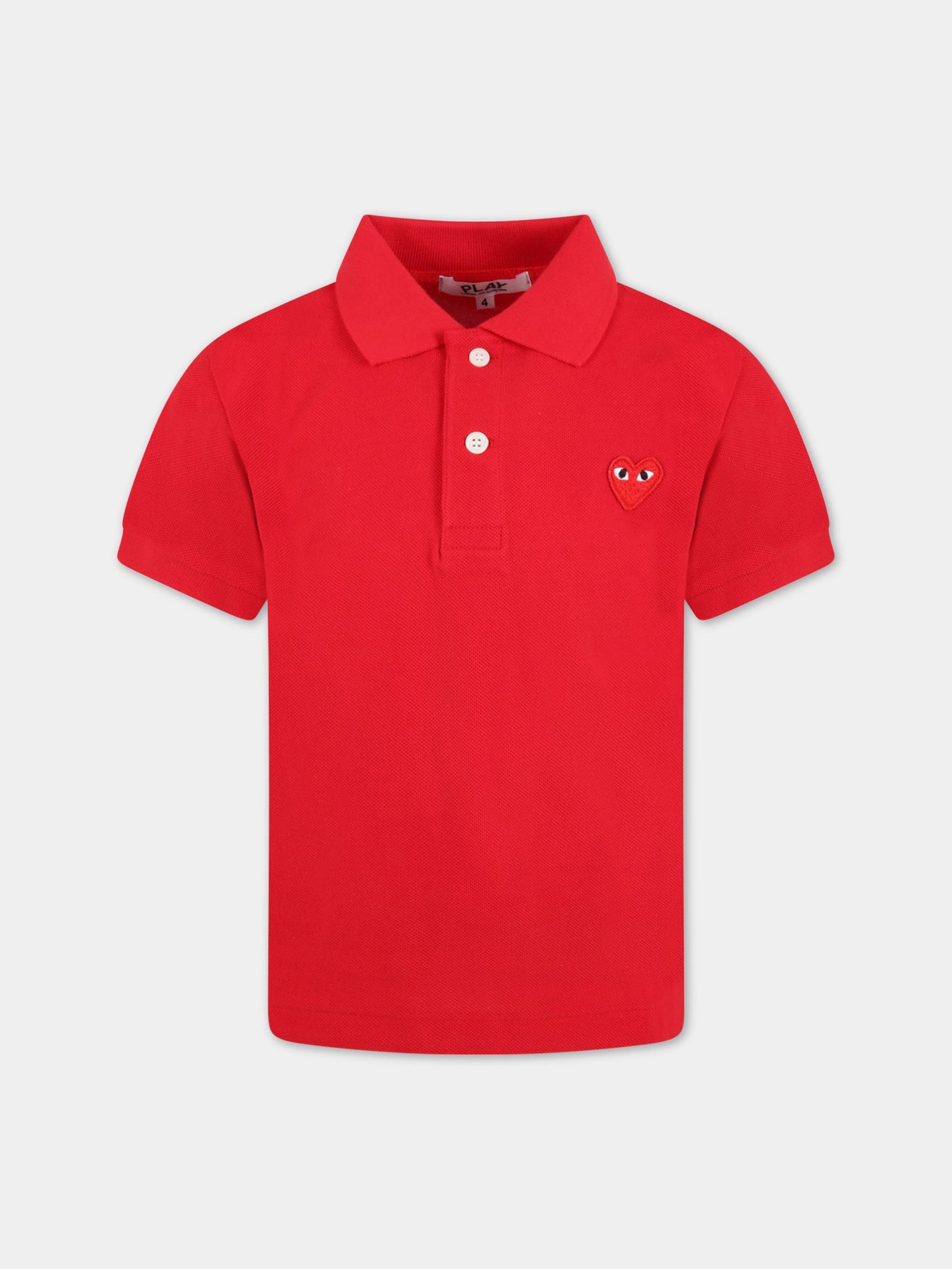 Polo rossa per bambini con logo,Comme Des Garçons Play Kids,AZ-T505 P1T505 ROSSO