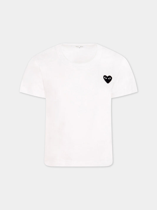 T-shirt bianca con cuore,Comme Des Garçons Play Kids,T563 P1T563