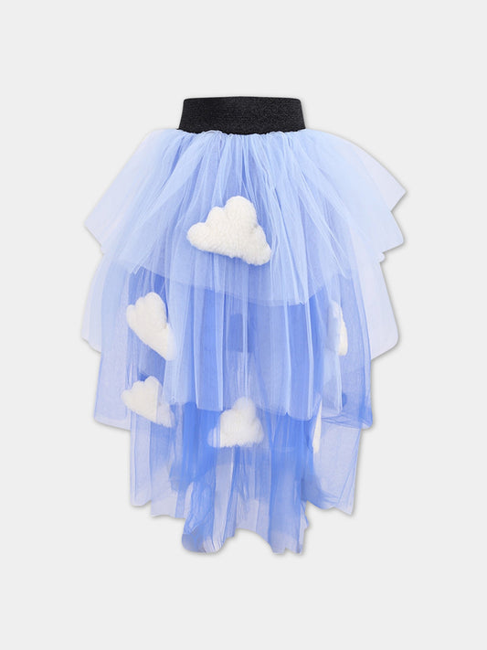 Gonna celeste e blu per bambina con nuvole,Efvva,TUTU CLOUDS
