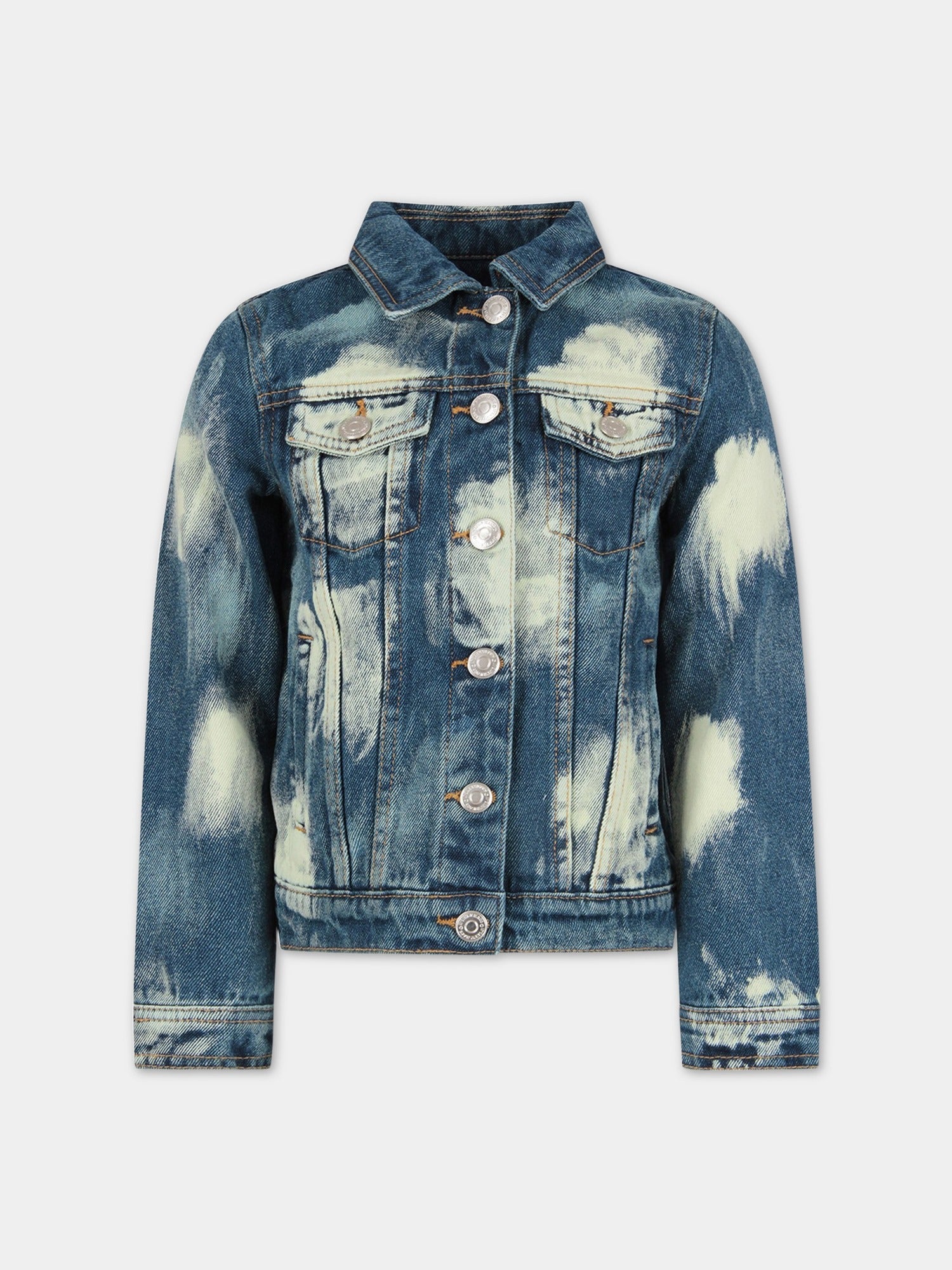 Giacca ''Bleach'' blu per bambini con nuole bianche stilizzate,It's In My Jeans,JACKET