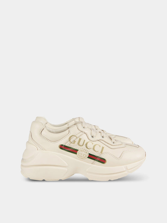 Chuncky sneaker avorio con logo per bambini,Gucci Kids,585089 DRW00 9522