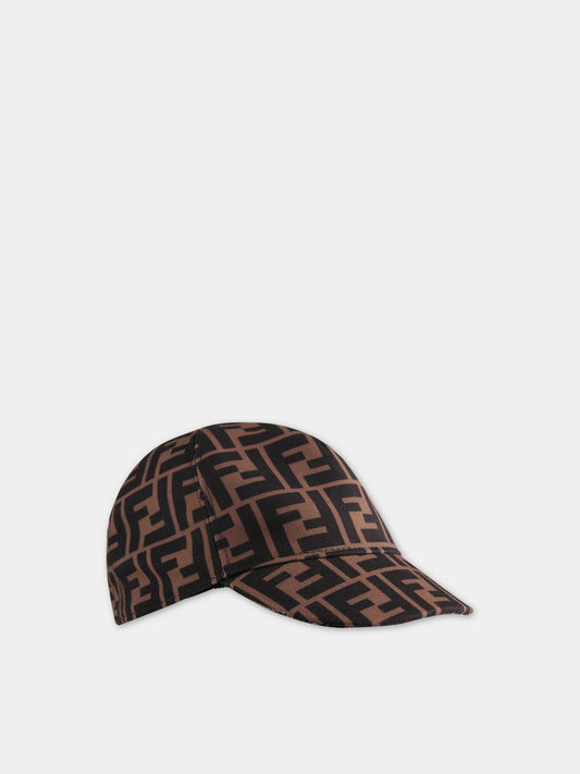 Cappello marrone per bambini con iconiche FF,Fendi Kids,JUP004 AAPV F15B6