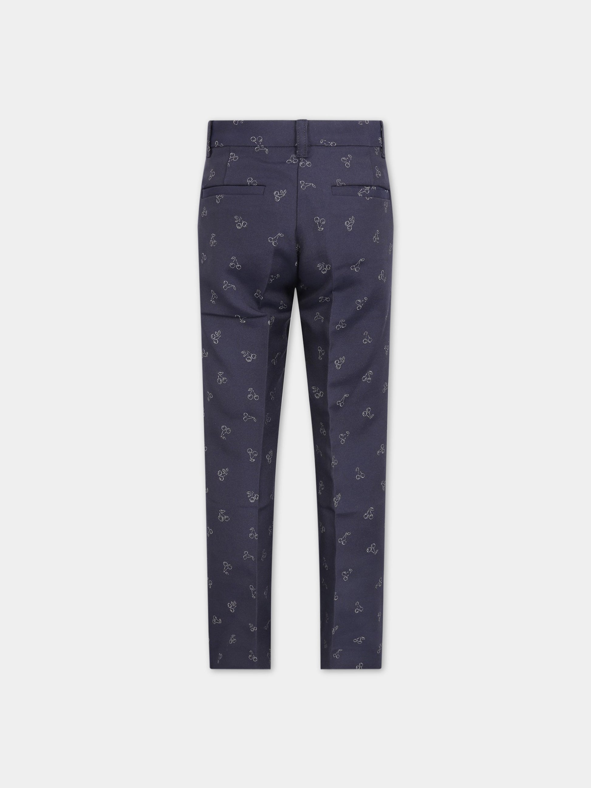 Pantalone blu per donna con ciliegie,Bonpoint,H20PAULEY 970