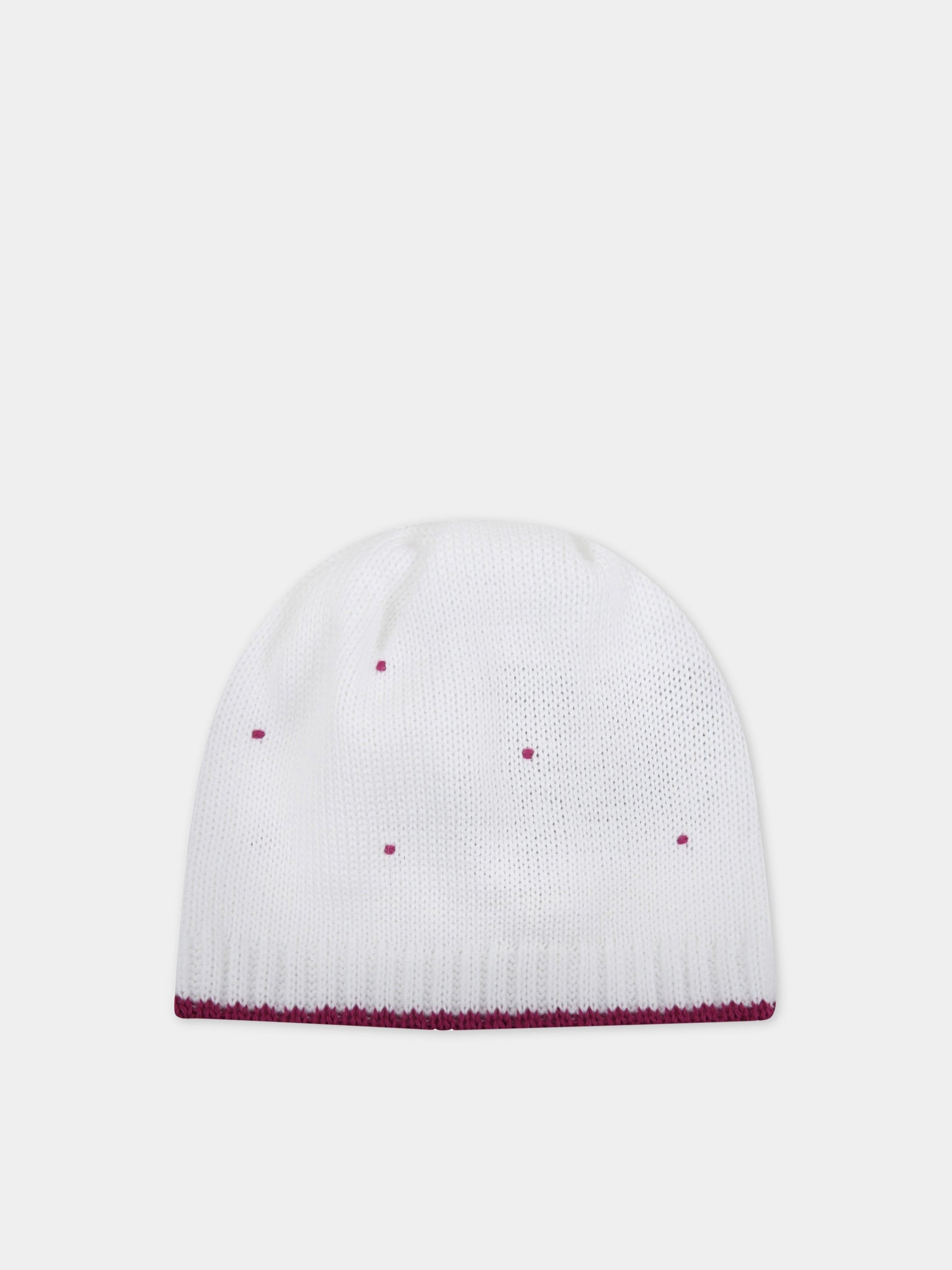 Cappello bianco per neonata con pois viola,Little Bear,2021 BIANCO/PRUGNA