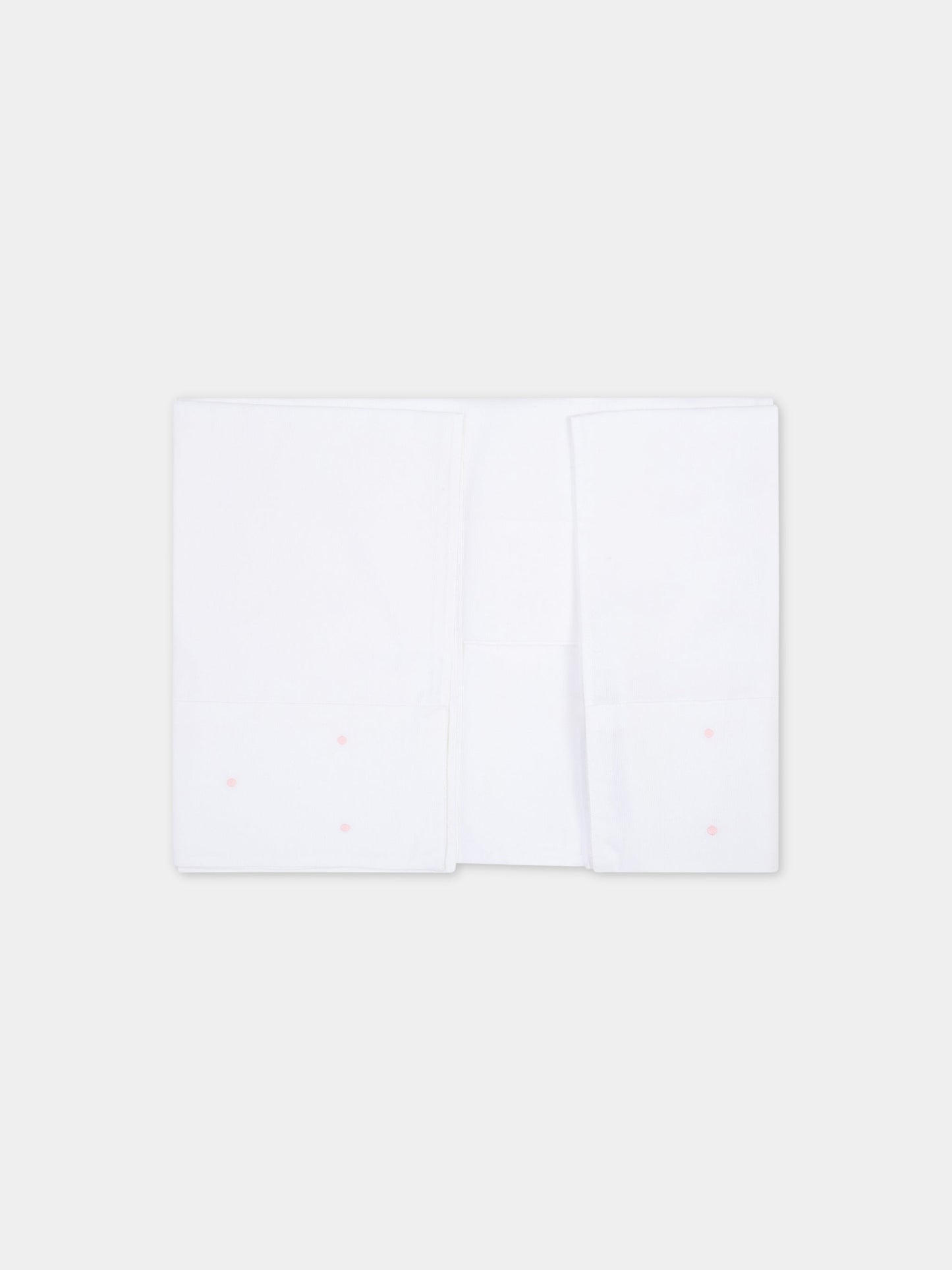 Set lenzuola bianche per neonata con pois rosa,Little Bear,2040 BIANCO/ROSA