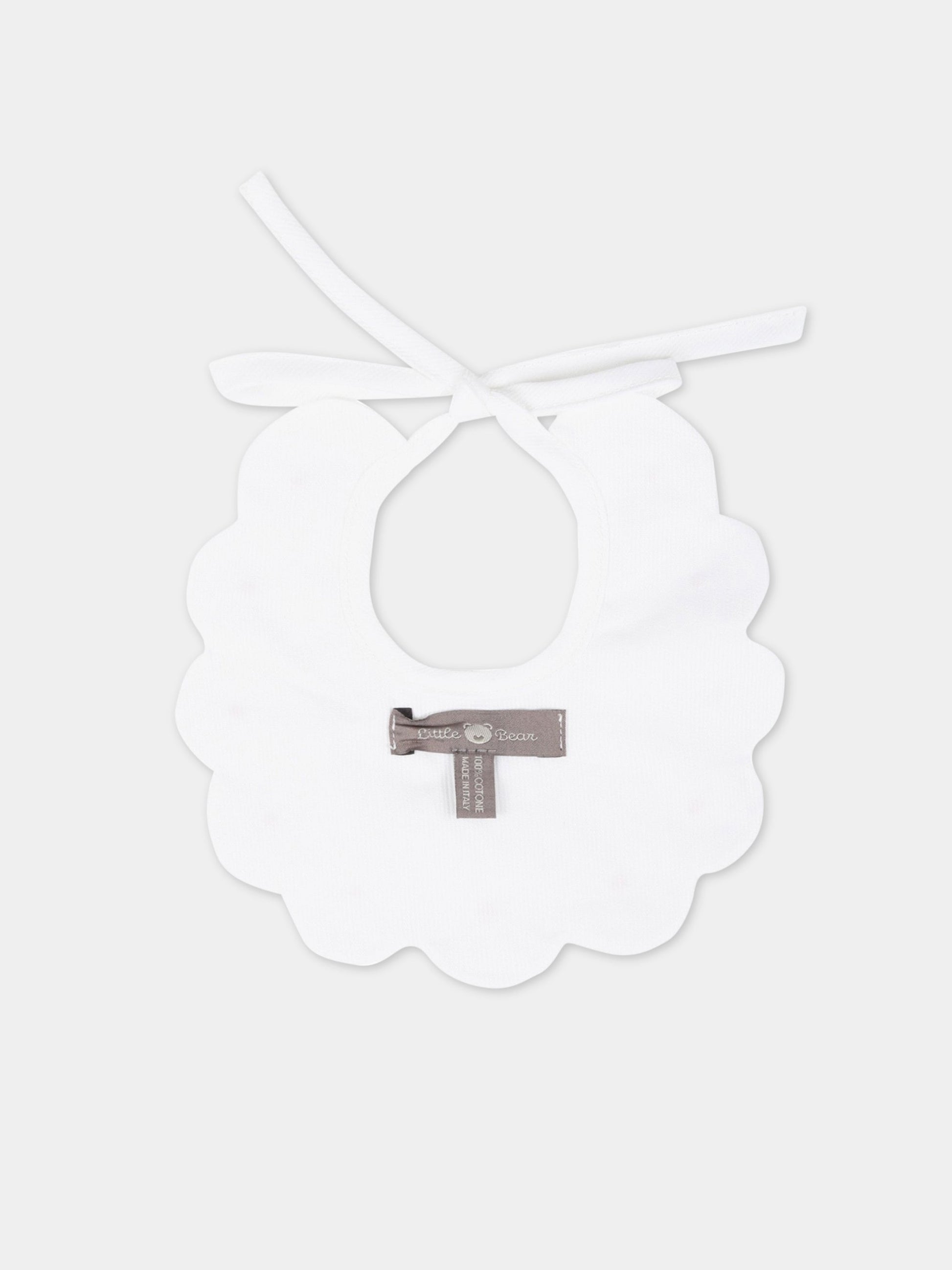 Bavaglino bianco per neonata,Little Bear,2042 BIANCO/ROSA