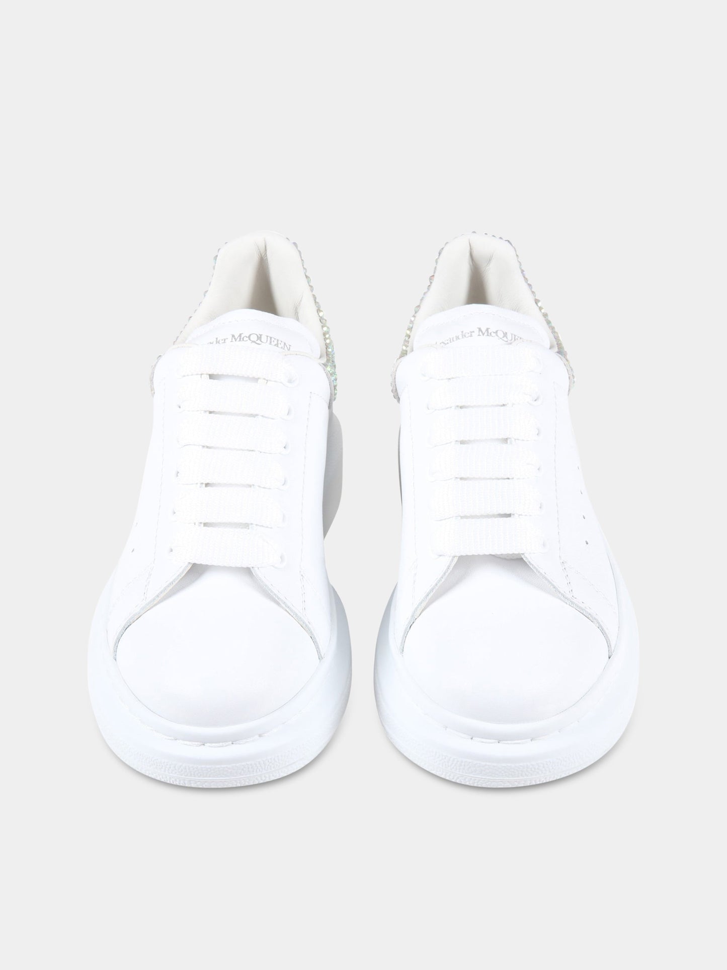 Sneakers bianche per bambina con swarovski,Alexander Mc Queen,667304 WIAH2 9069