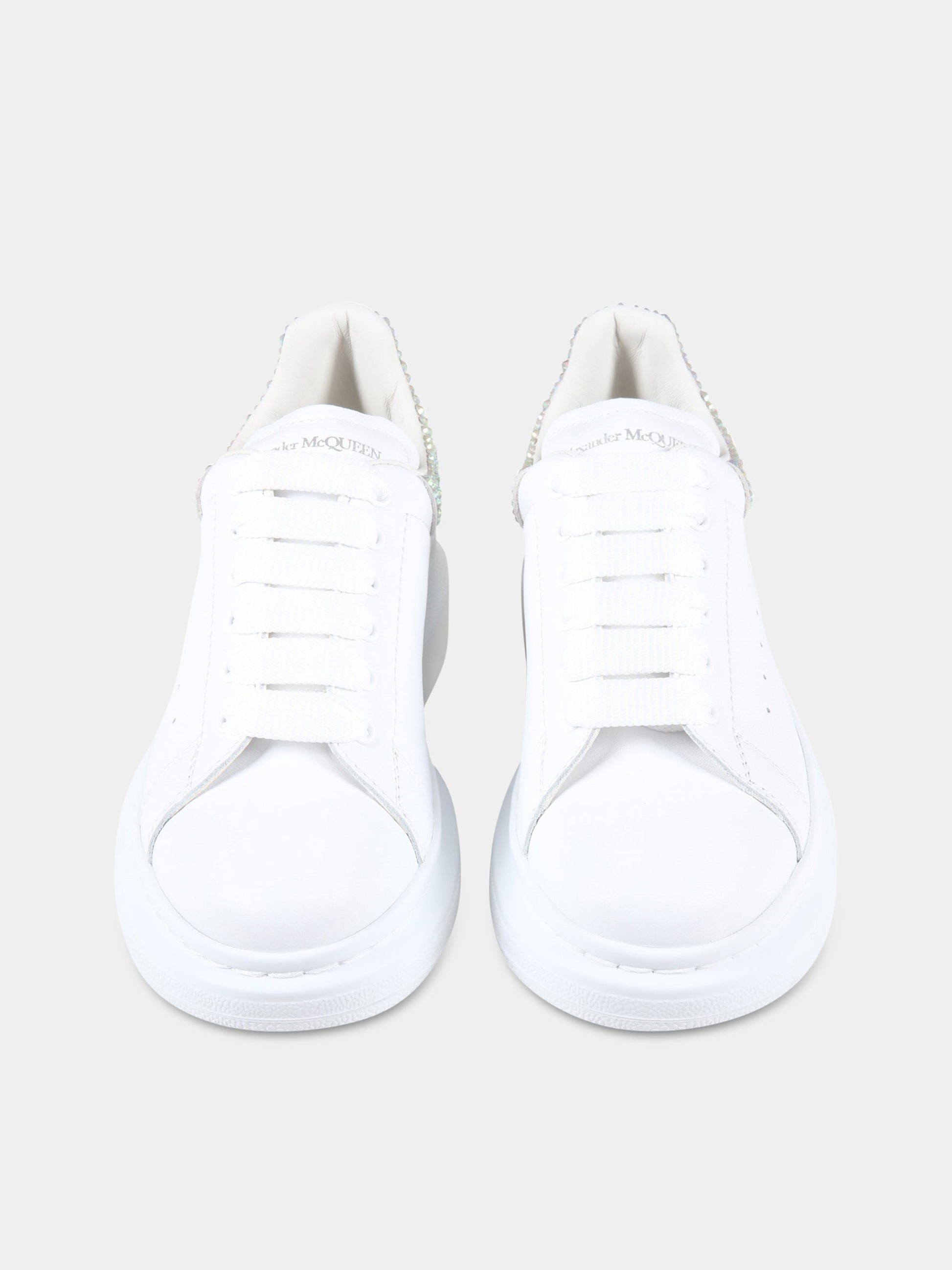 Sneakers bianche per bambina con swarovski,Alexander Mc Queen,667304 WIAH2 9069