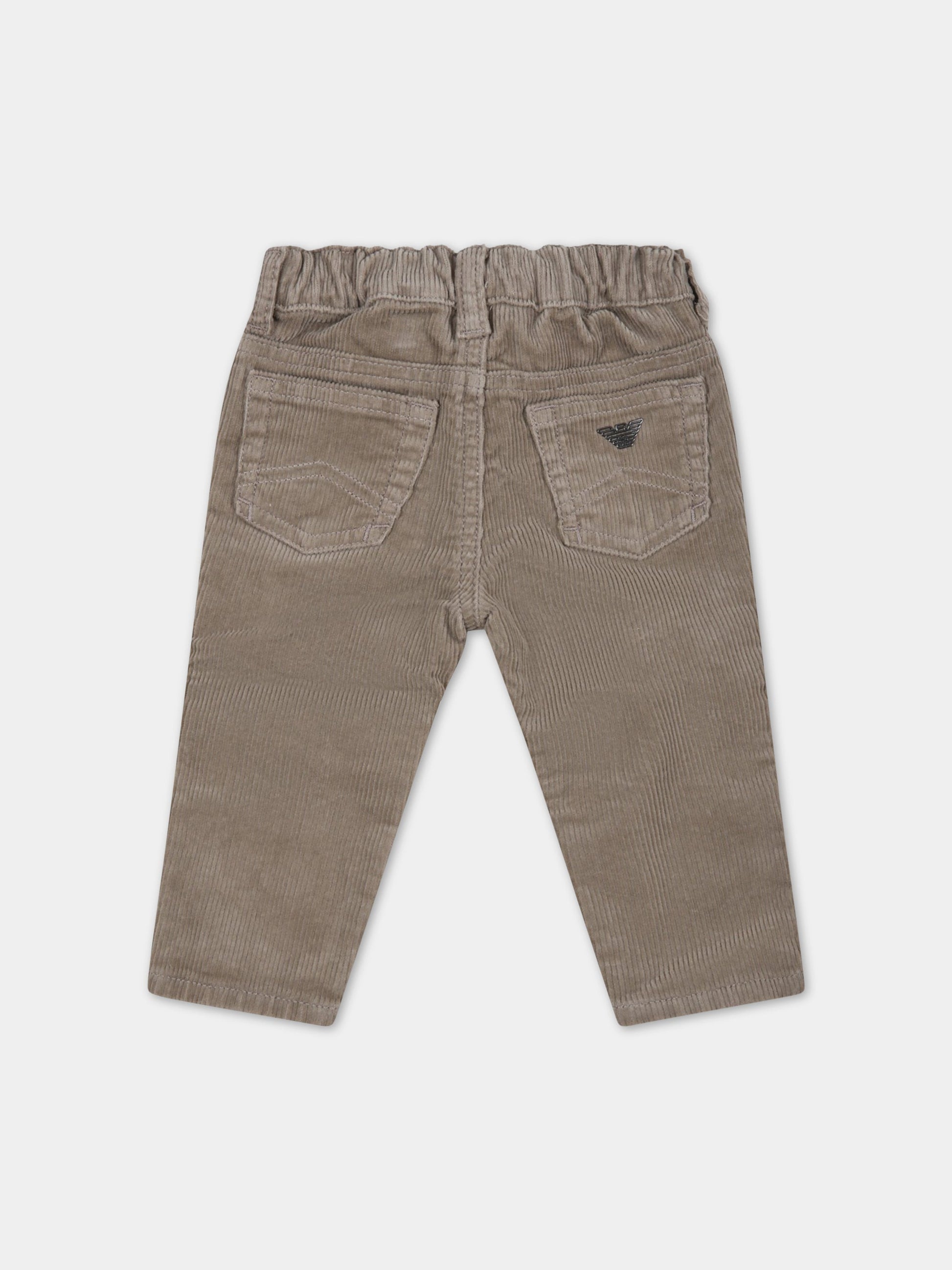 Pantaloni beige per neonati con patch logato,Armani Junior,6KHJ02 1NQDZ 0132