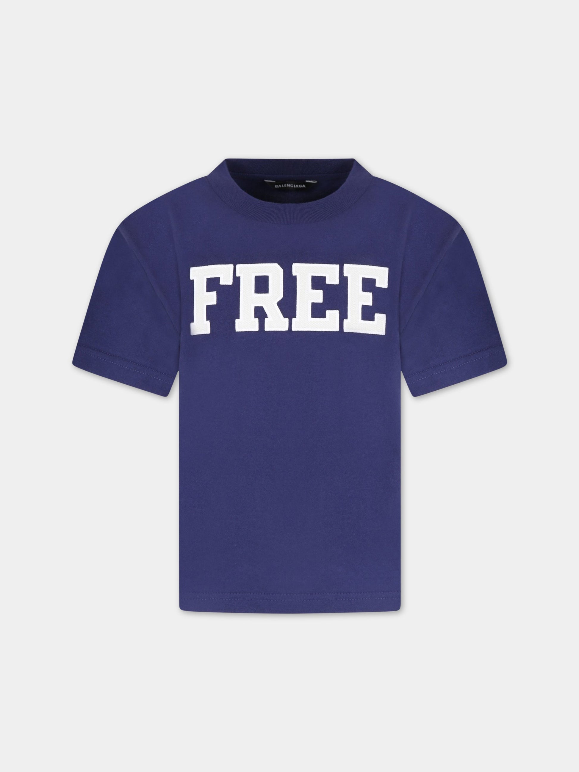 T-shirt viola per bambini con scritta,Balenciaga,556155 TKVC7 4140