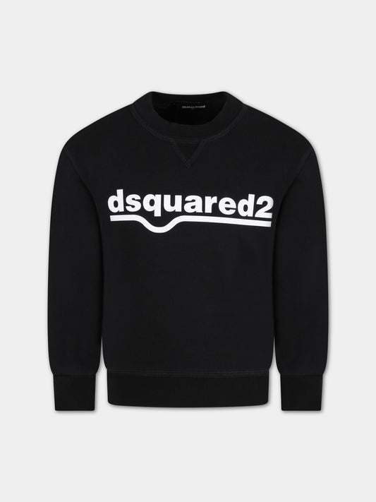 Felpa nera per bambini con logo,Dsquared2,DQ0541-D002G DQ900
