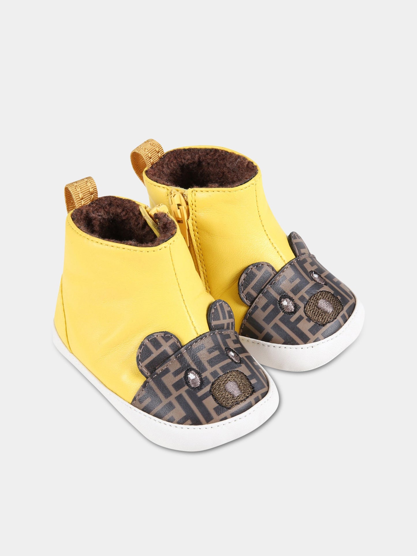 Stivali gialli per neonati con orso,Fendi Kids,BUR087 AGCC F1CQ3