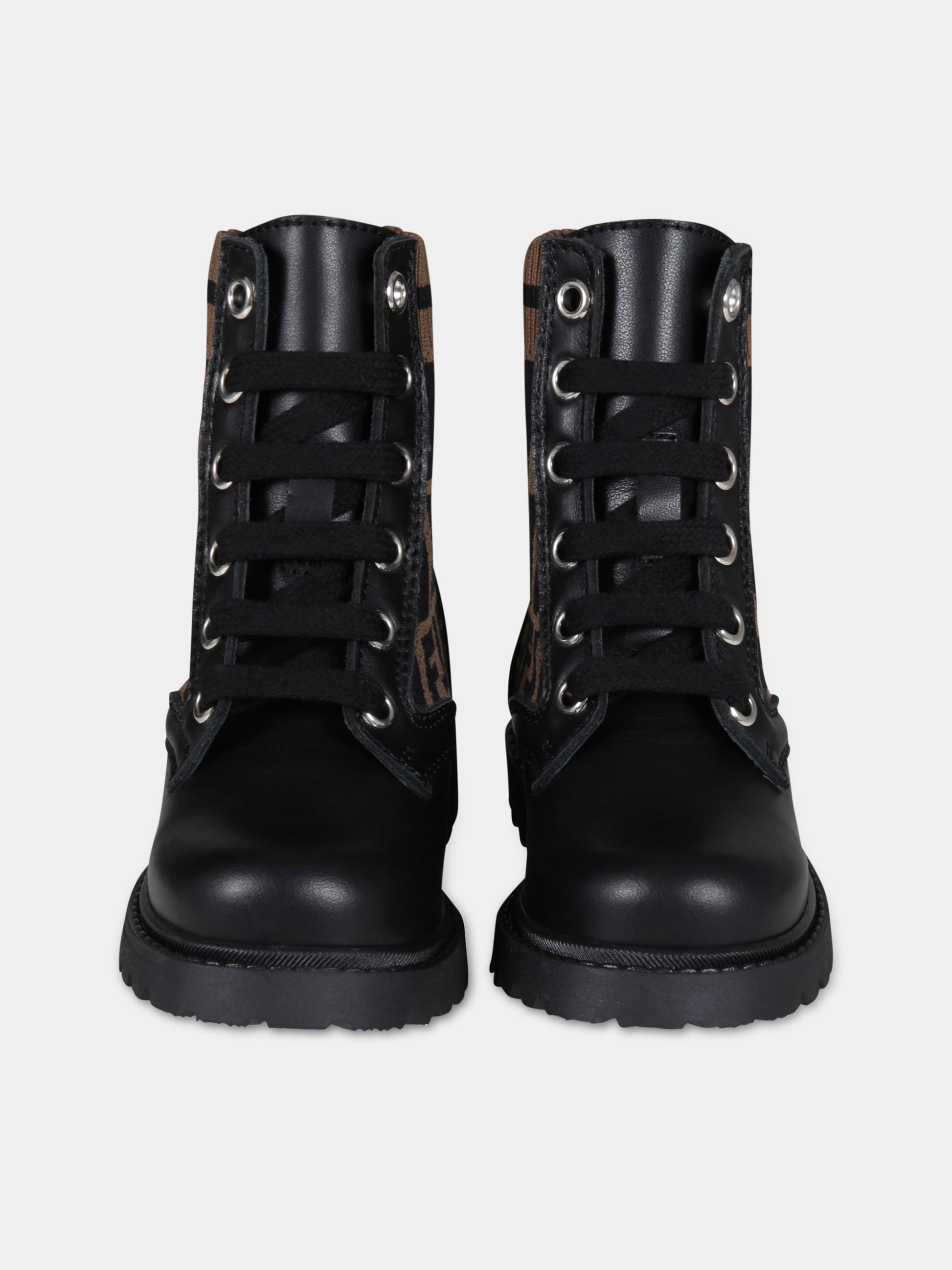 Stivali neri per bambini con doppie FF,Fendi Kids,JMR382 AEGP F0PMM