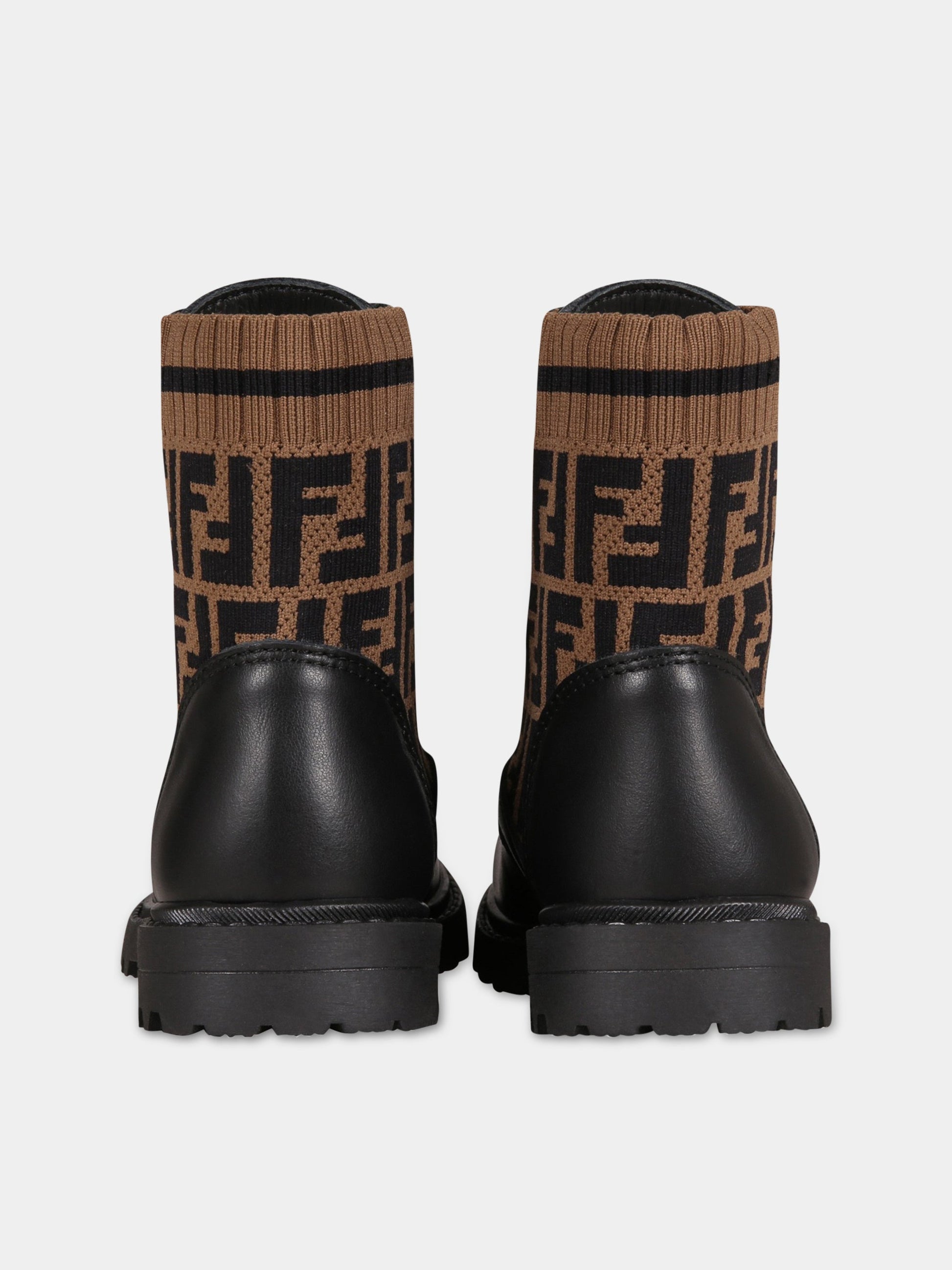 Stivali neri per bambini con doppie FF,Fendi Kids,JMR382 AEGP F0PMM