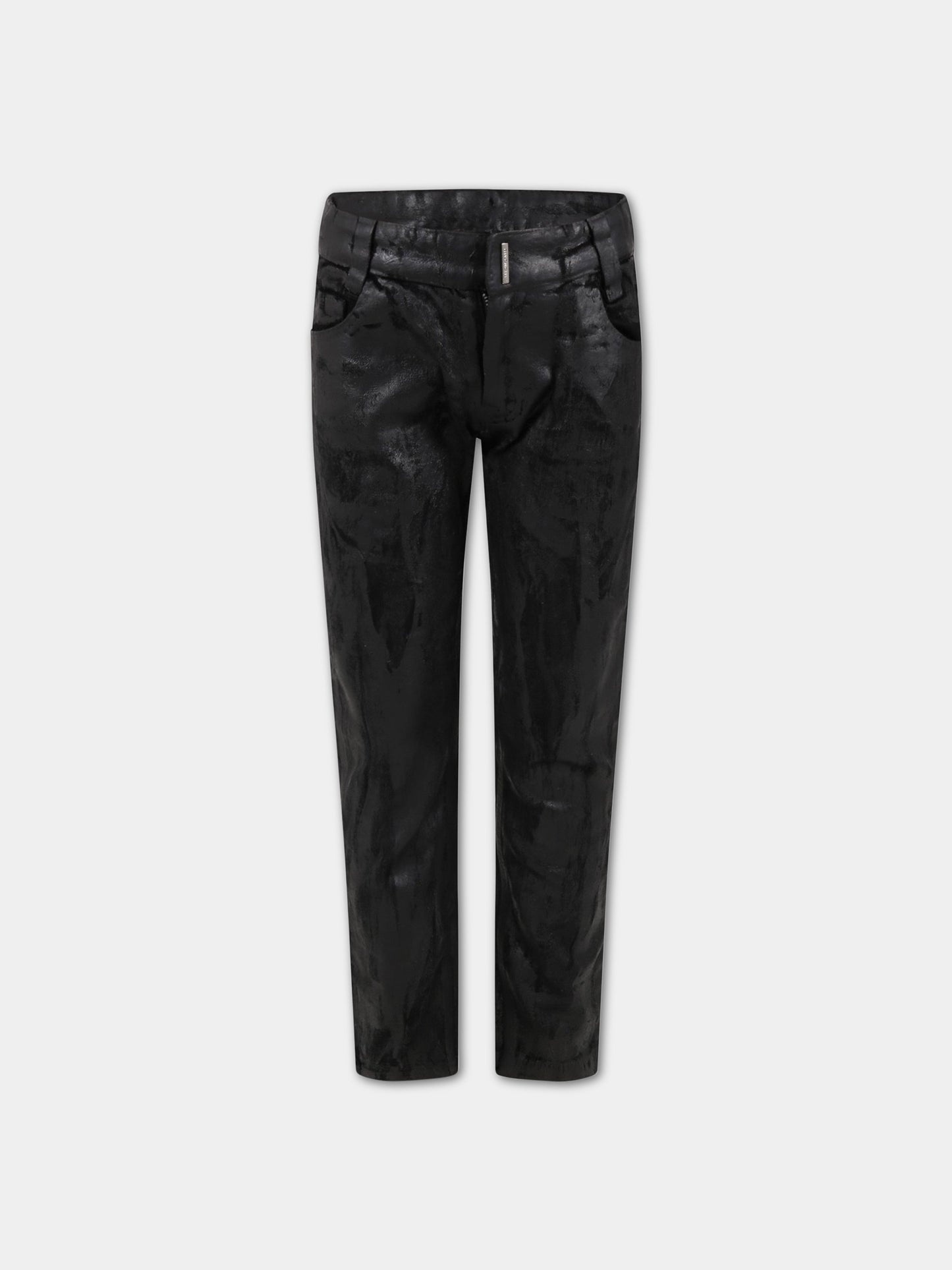 Pantaloni neri per bambina con patch logato,Givenchy Kids,H24145 Z55