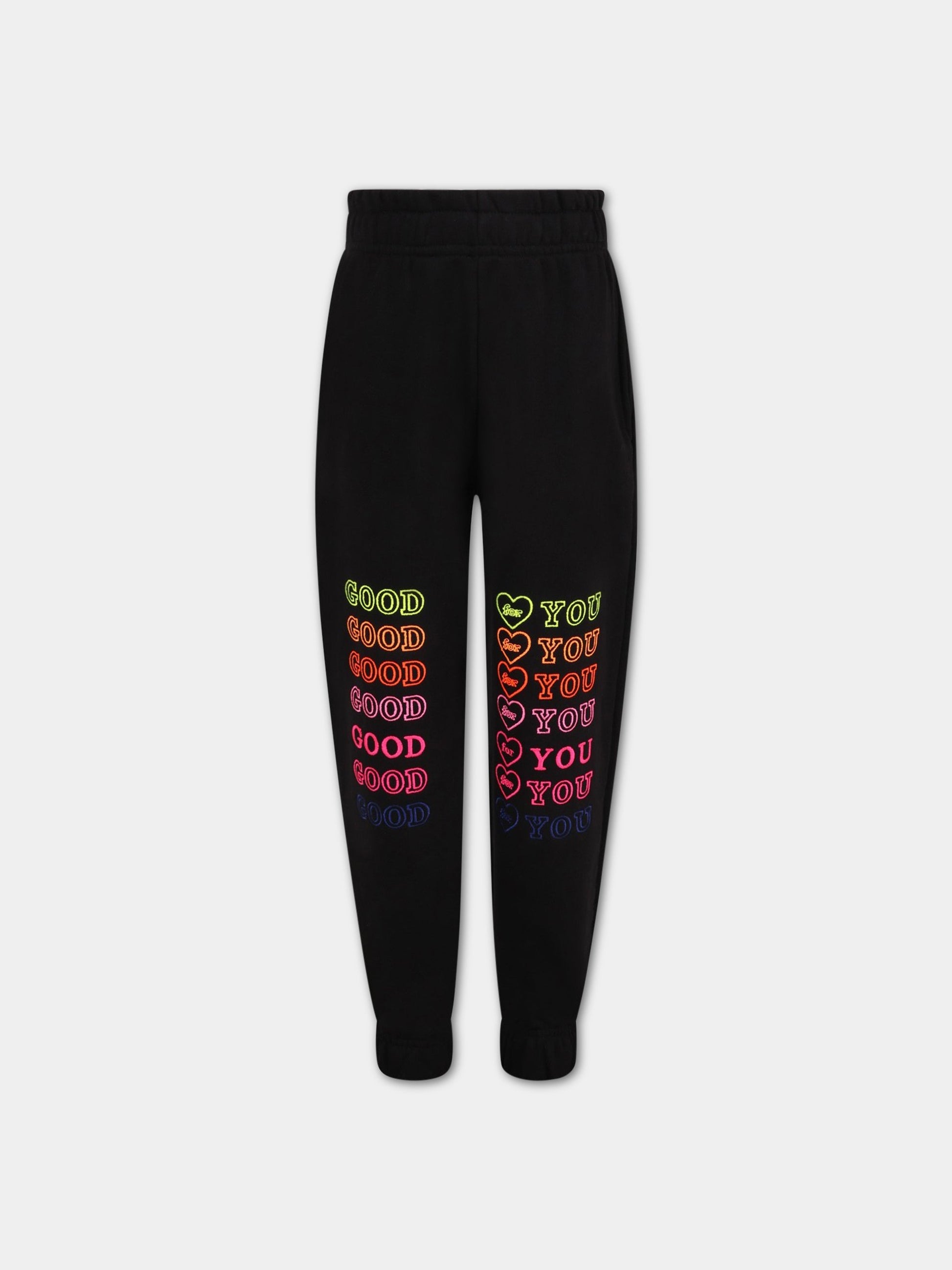 Pantalone nero per bambina con scritte,Irene Is Good,21FW-KISP001 BLACK