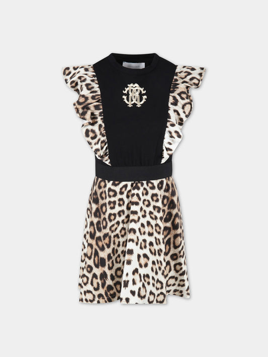 Vestito multicolor per bambina con logo,Roberto Cavalli Kids,MJT112 JV025 05000