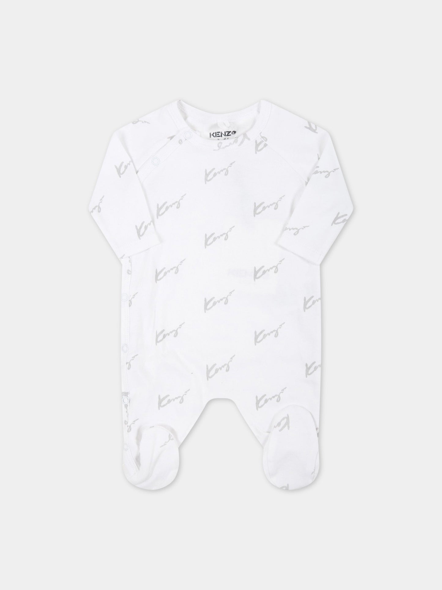 Set bianco per neonati con tigre e loghi,Kenzo Kids,K90021 103