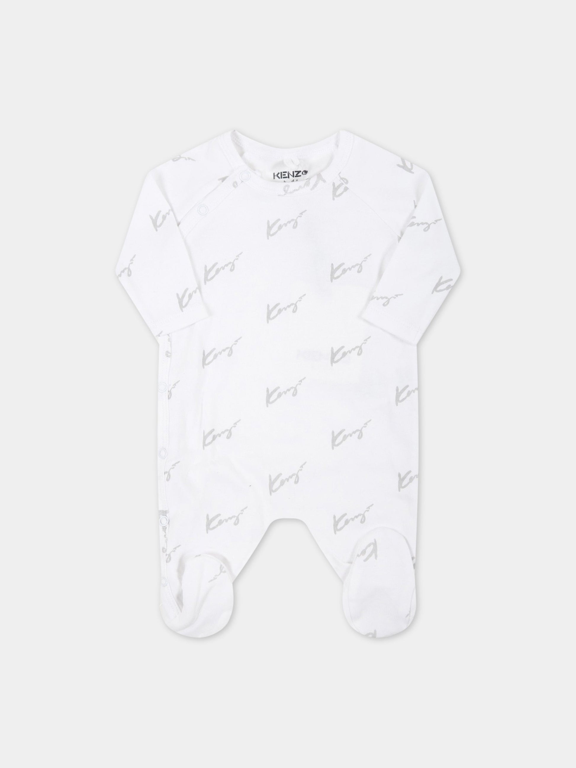 Set bianco per neonati con tigre e loghi,Kenzo Kids,K90021 103