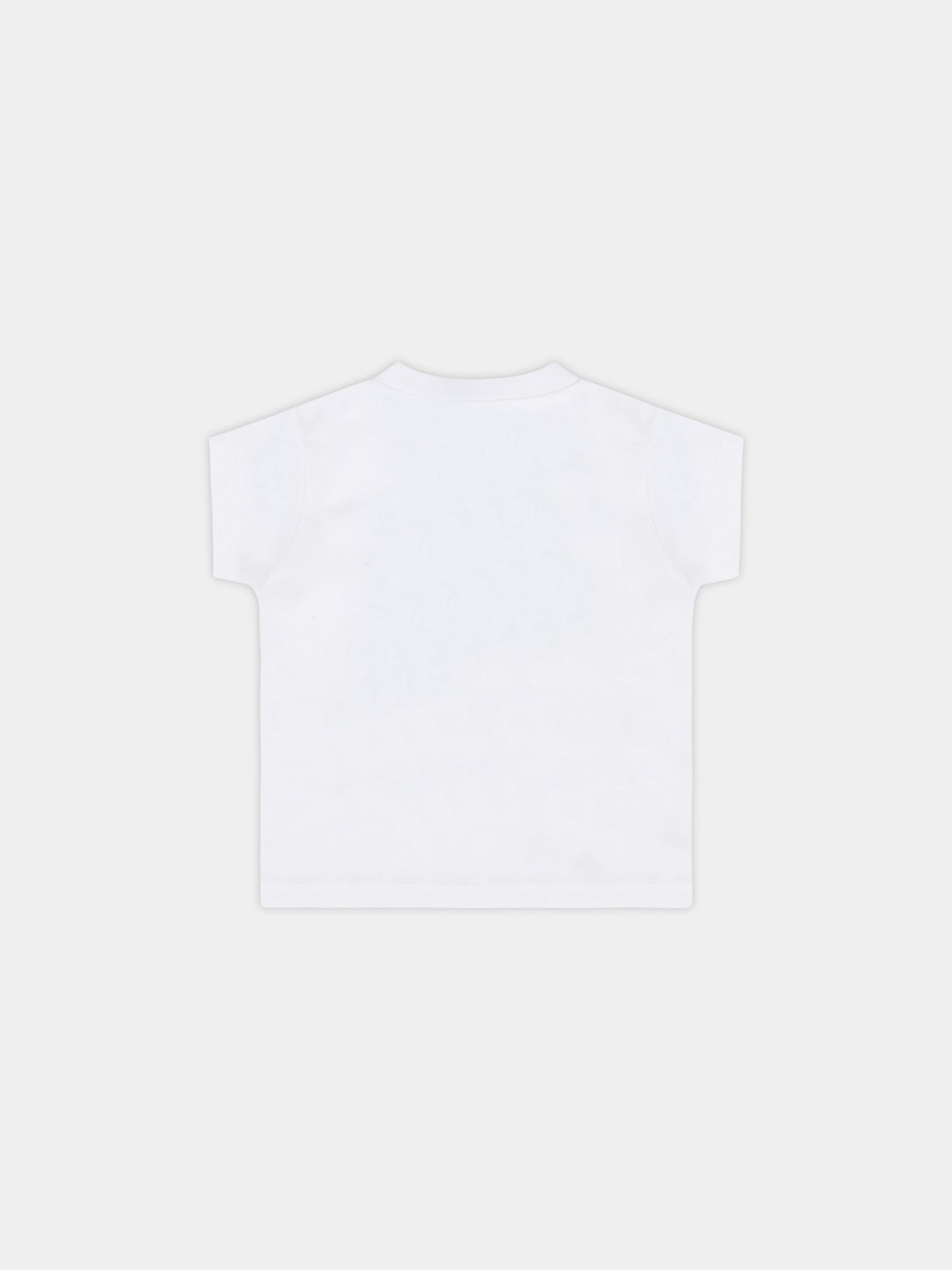 T-shirt bianca per neonato con tigre blu,Kenzo Kids,K05121 103