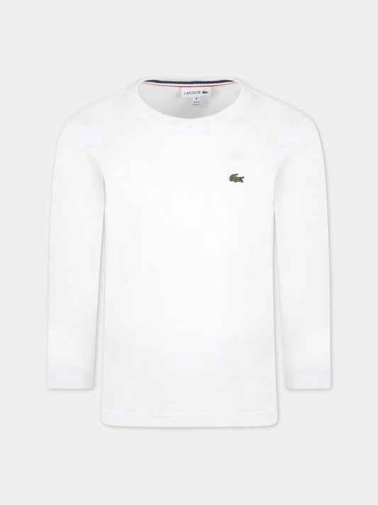 T-shirt bianca per bambino con iconico coccodrillo,Lacoste,ABTJ2093 001