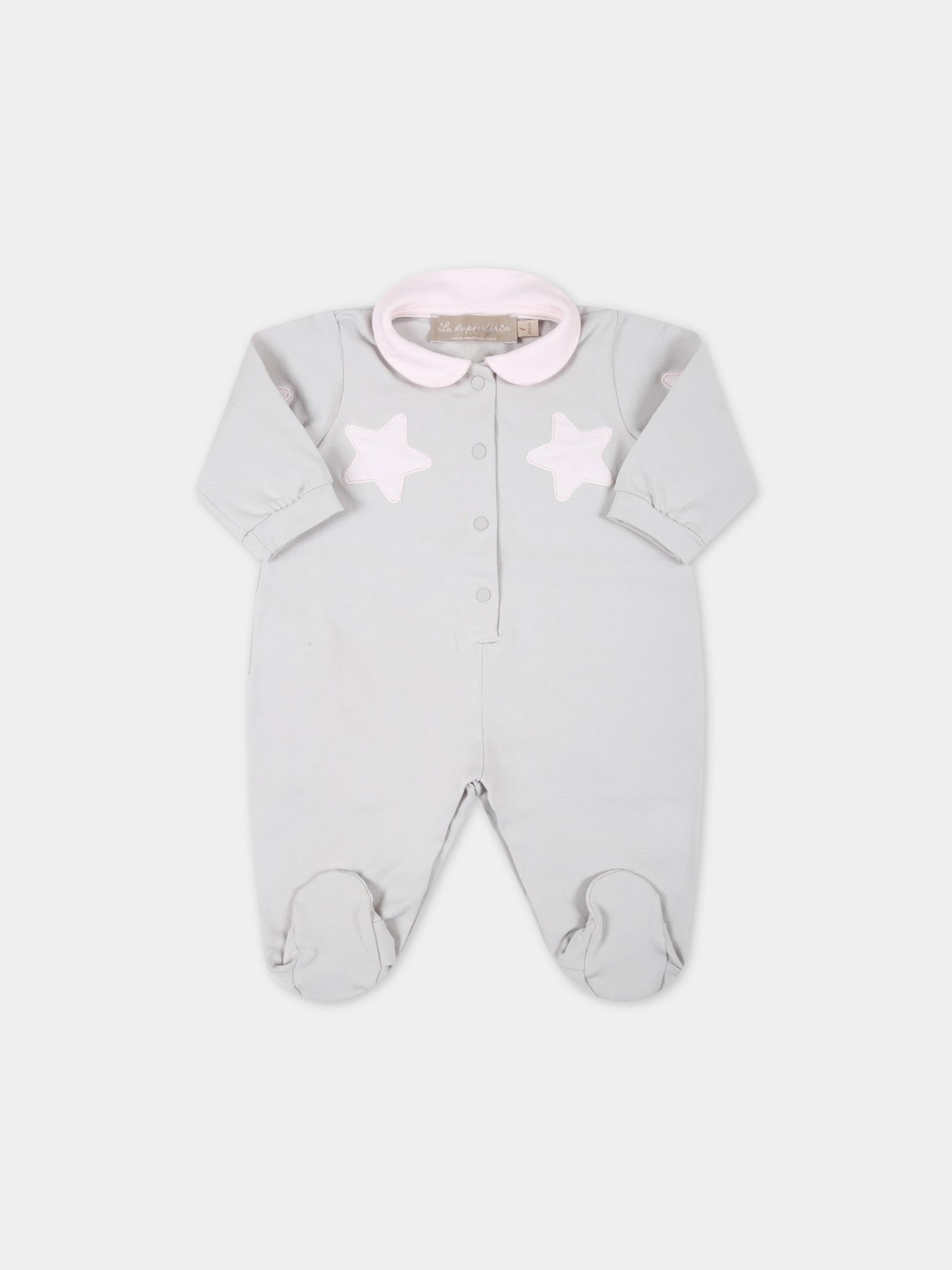 Tutina grigia per neonata con stelle,La Stupenderia,TBTT00K05 B03