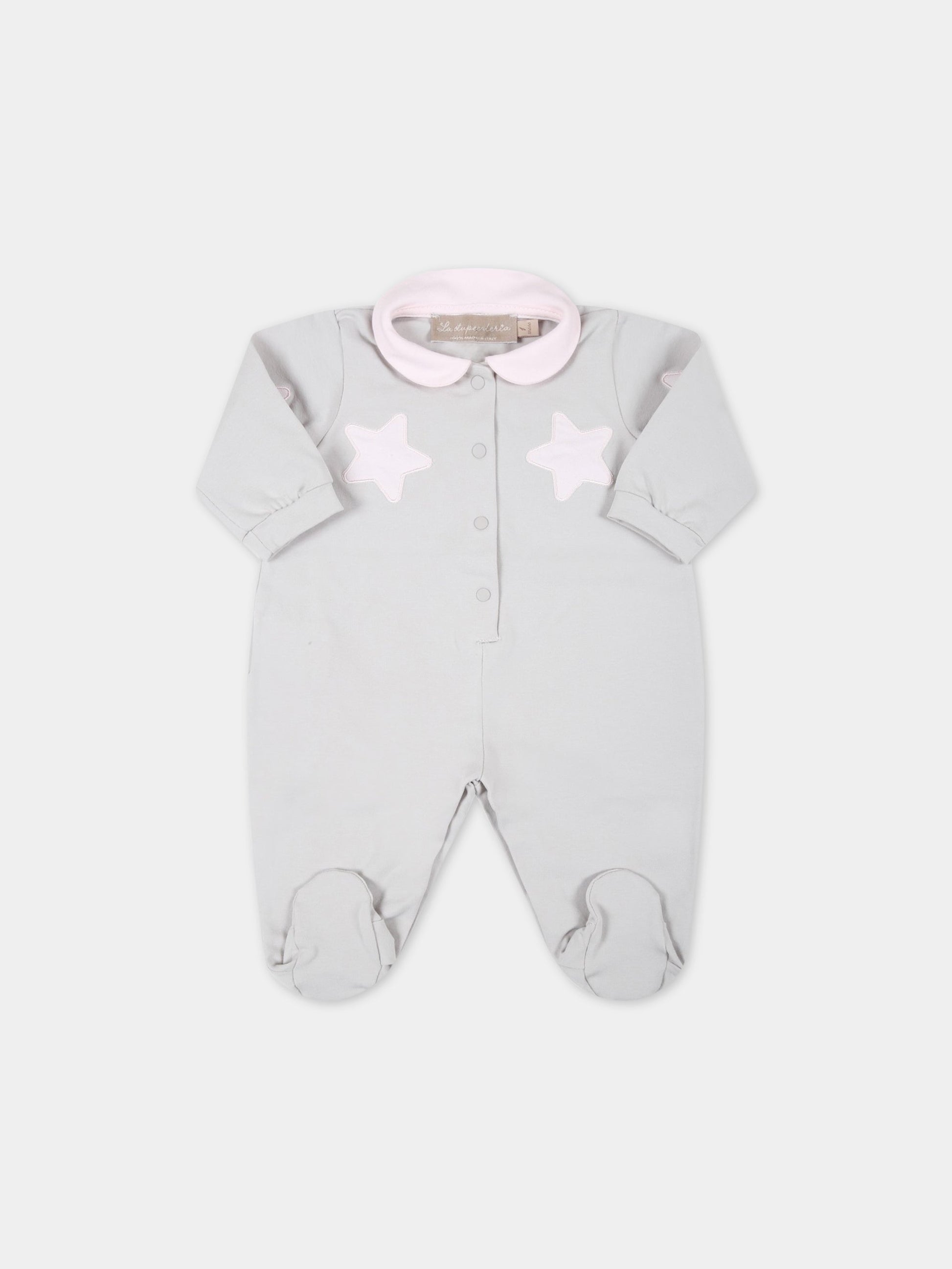 Tutina grigia per neonata con stelle,La Stupenderia,TBTT00K05 B03