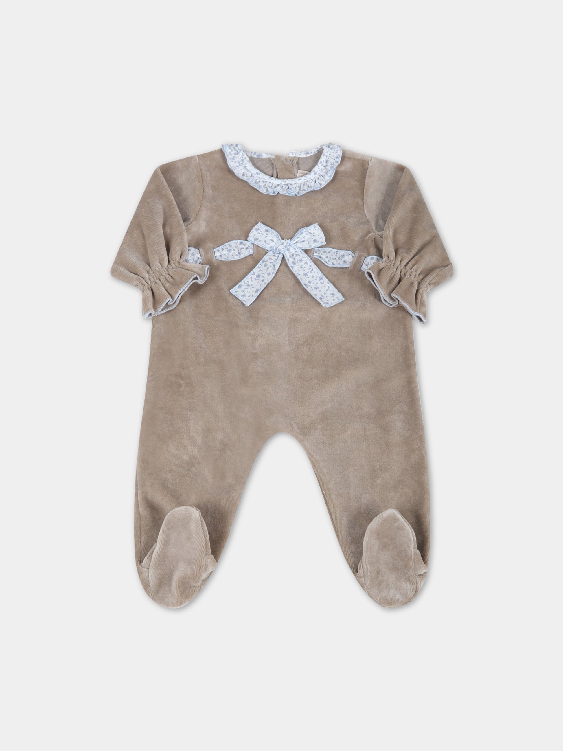 Tutina beige per neonata con fiocco,La Stupenderia,TBTT02L05 T29