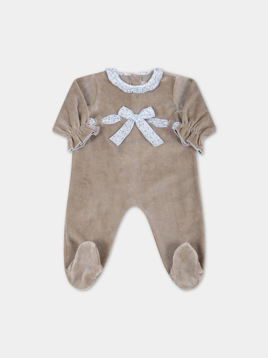 Tutina beige per neonata con fiocco,La Stupenderia,TBTT02L05 T29