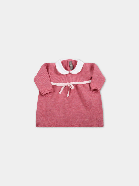 Vestito rosa per neonata con fiocco,Little Bear,3024 FRAGOLA/CIPRIA