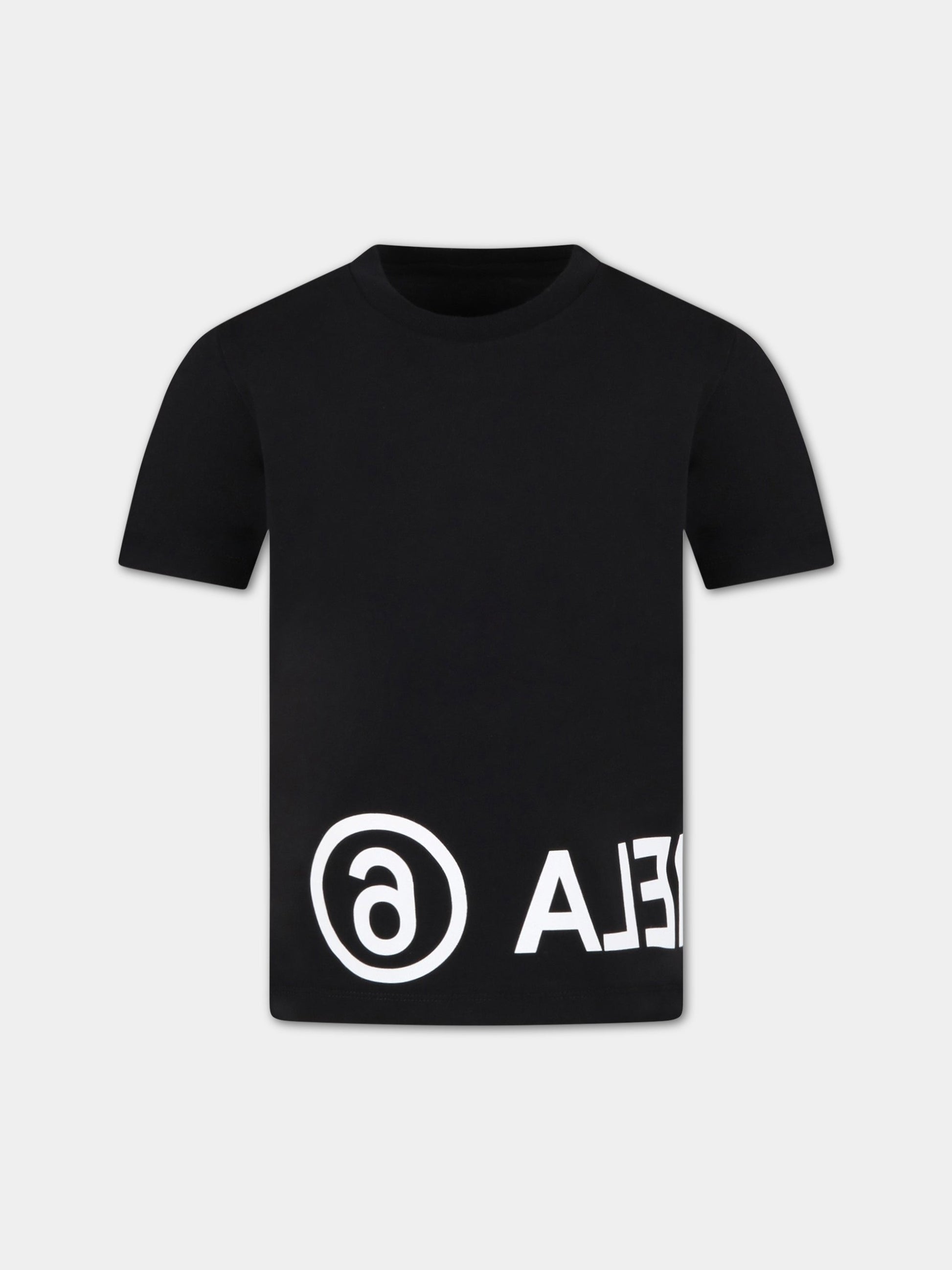 T-shirt nera per bambini con logo,Mm6 Maison Margiela,M60033 MM010 M6900
