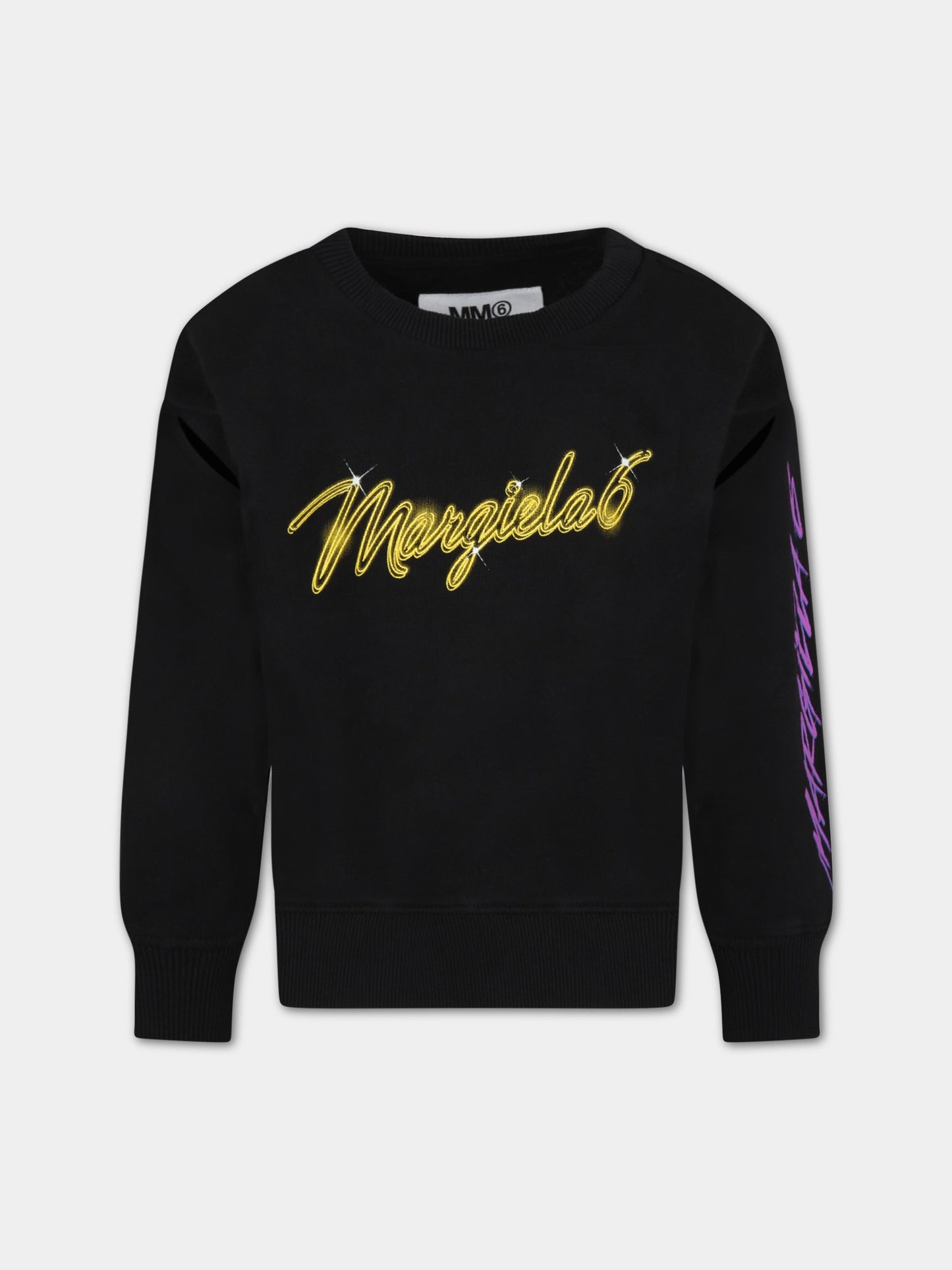 Felpa nera per bambini con loghi,Mm6 Maison Margiela,M60020 MM007 M6900