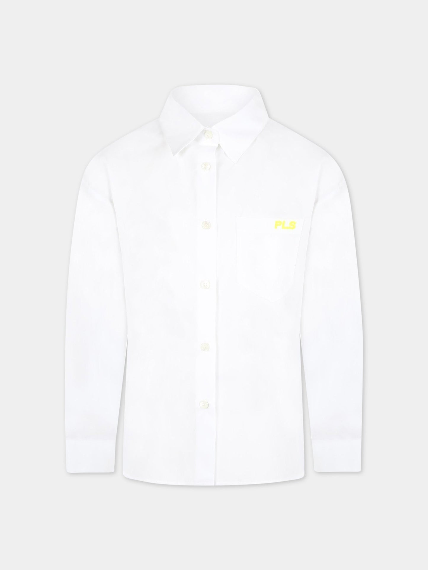 Camicia bianca per bambina con logo,Philosophy,PJCA92 CA01 YPUNI2