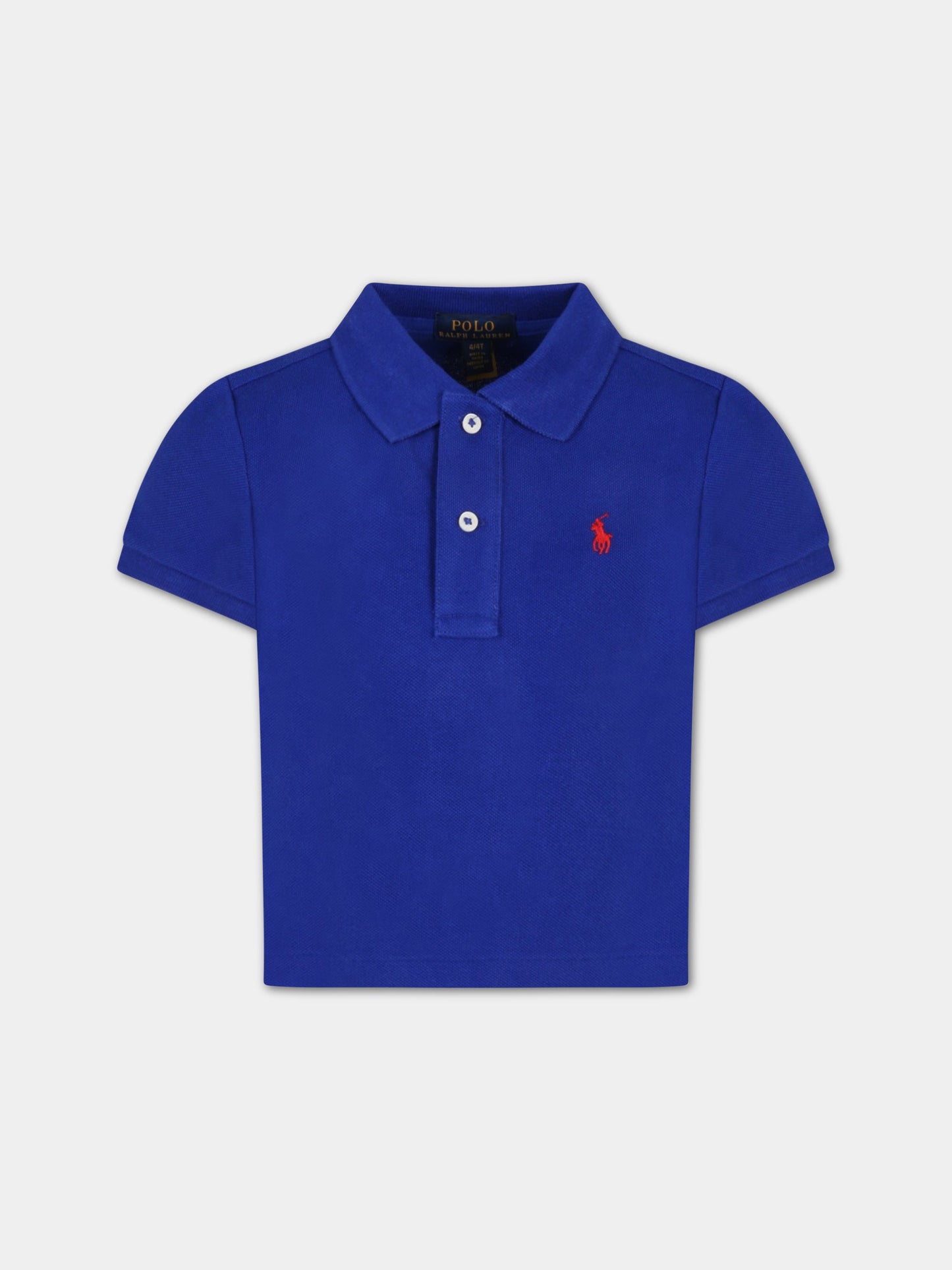 Polo blu royal per bambina con iconico cavallino,Ralph Lauren Kids,844232008