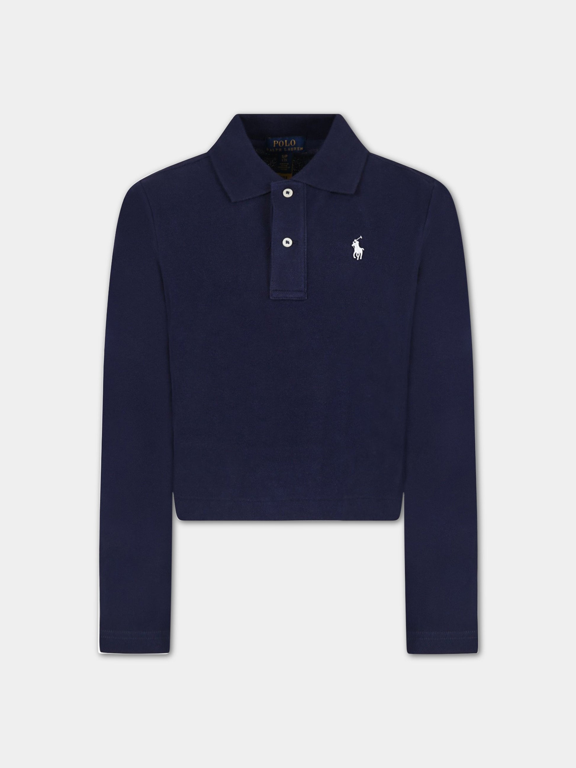 Polo blu per bambina con iconico cavallino,Ralph Lauren Kids,846215002