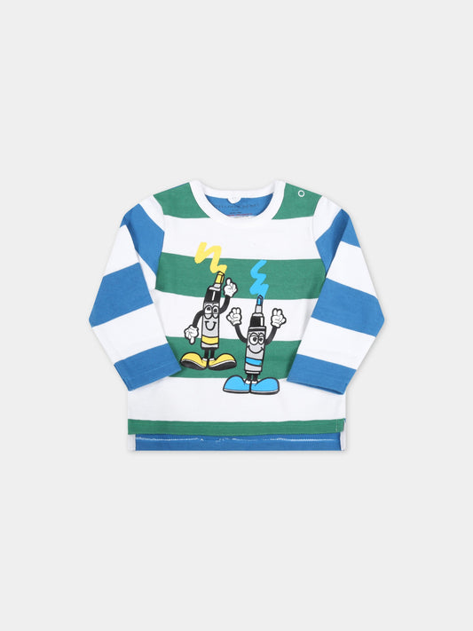 T-shirt multicolor per neonato con pennarelli,Stella Mccartney Kids,603475 SRJ74 G420