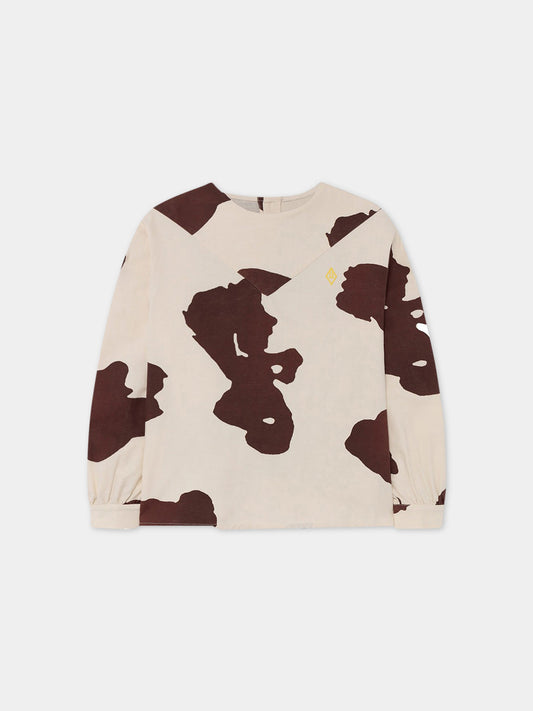 Camicia avorio per bambina con logo giallo,The Animals Observatory,F21109 009 EN