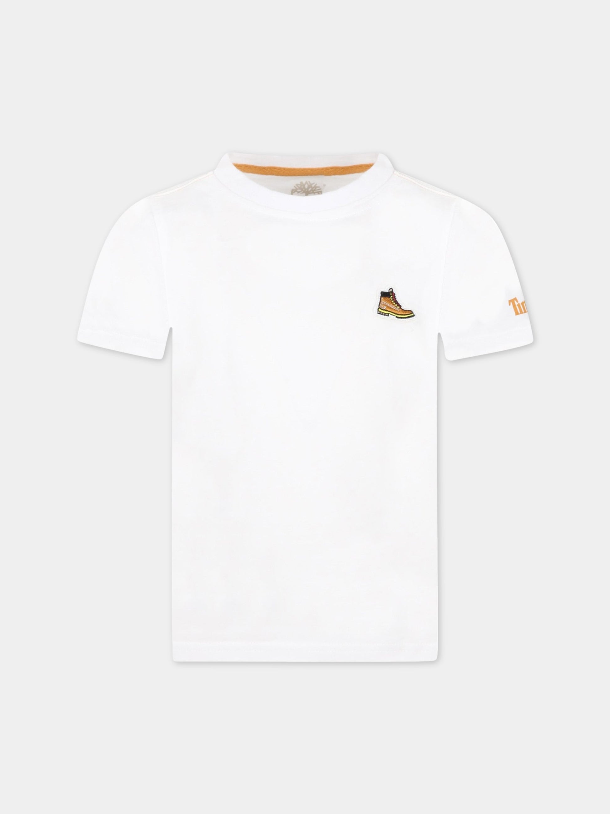 T-shirt bianca per bambino con scarpa,Timberland,T25S74 10B