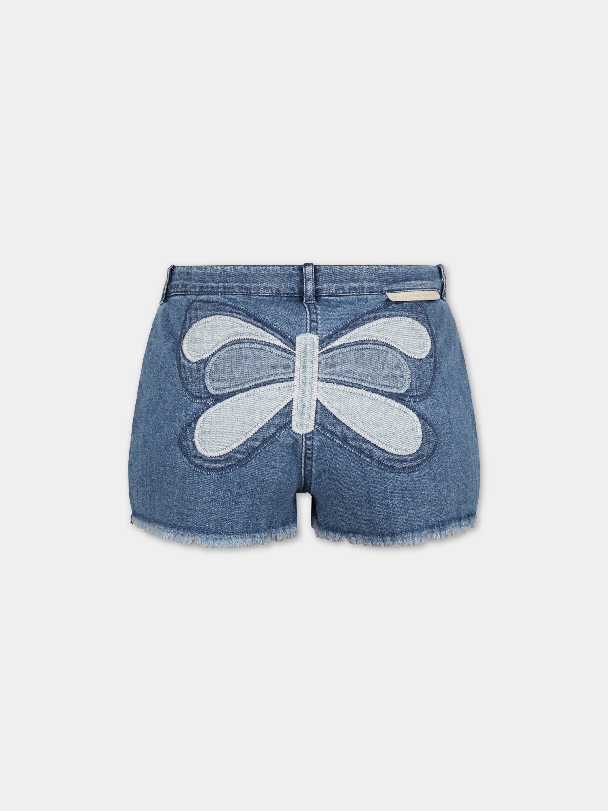 Short celeste per bambina con farfalla,Stella Mccartney Kids,602726 SQK97 4145