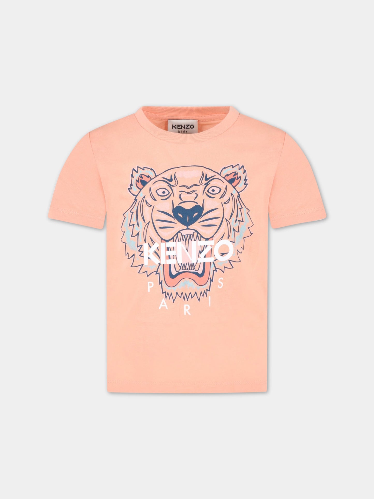 T-shirt rosa per bambina con tigre,Kenzo Kids,K15079 44T