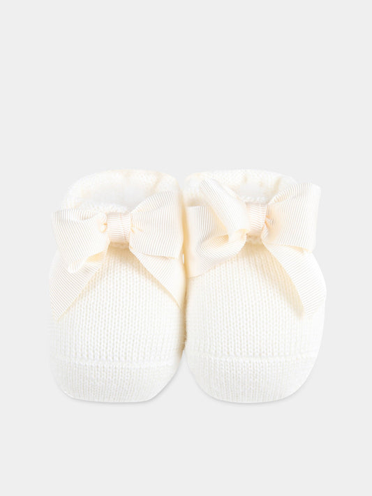 Babbucce avorio per neonata con fiocco,Story Loris,3325 X1